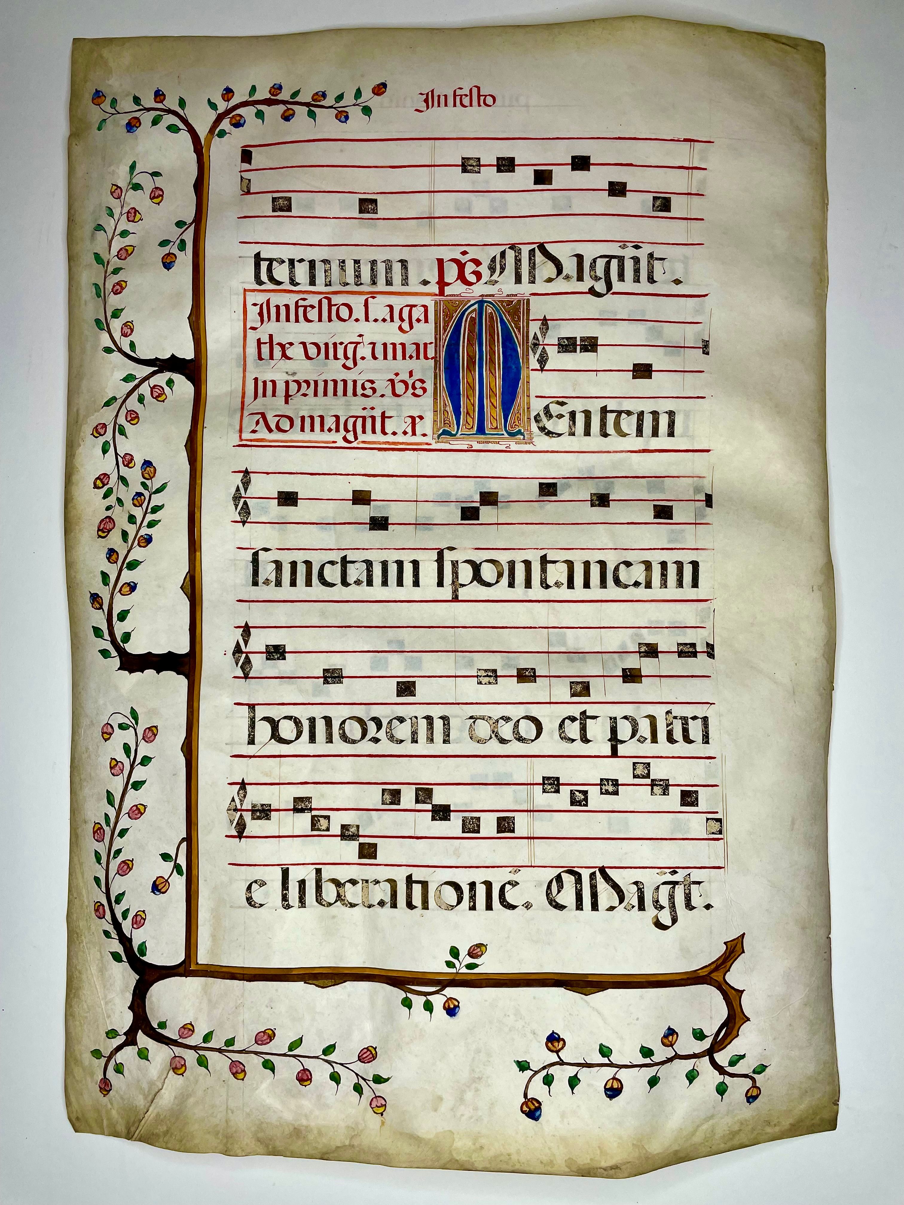 Illuminated Manuscript Leaf from a Large Antiphonary, view 2