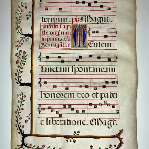 Illuminated Manuscript Leaf from a Large Antiphonary, view 2