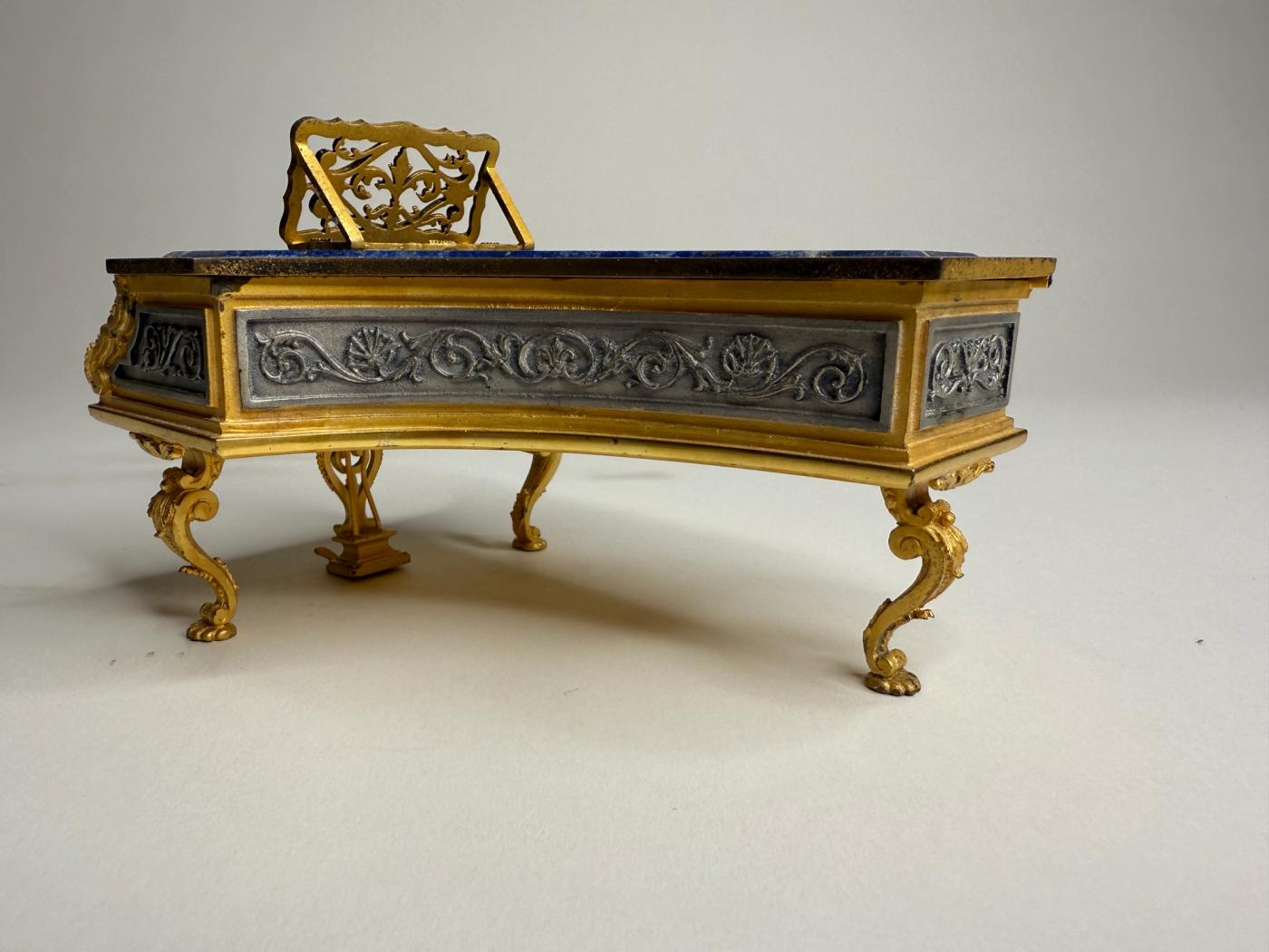 Silver, Gilt & Lapis Lazuli Piano-Form Box