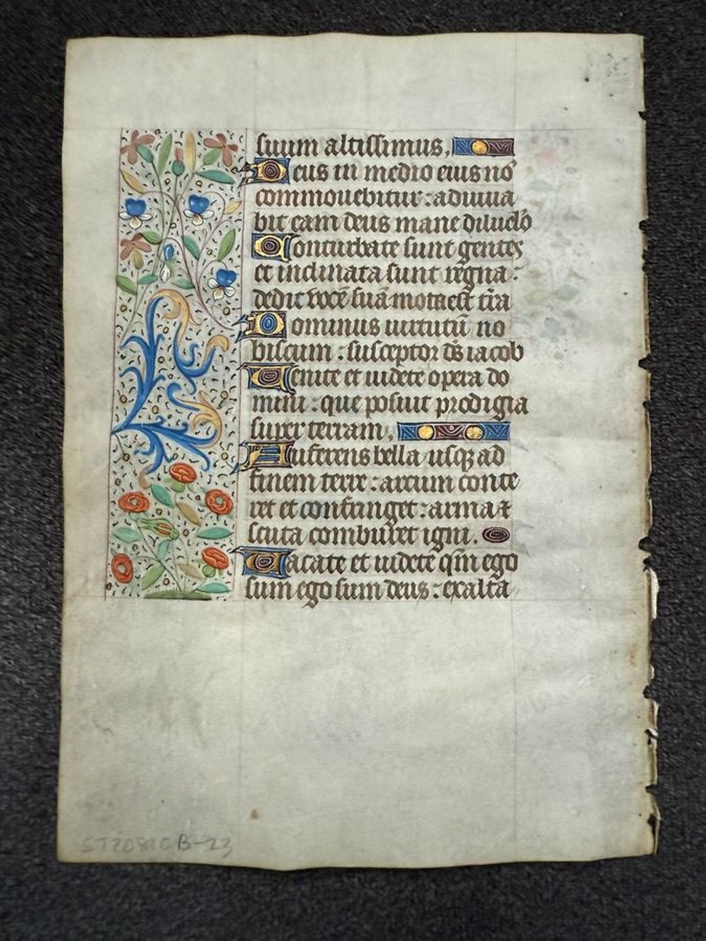 Illuminated Manuscript Leaf, Book of Hours, Psalm 44: God is our refuge and strength