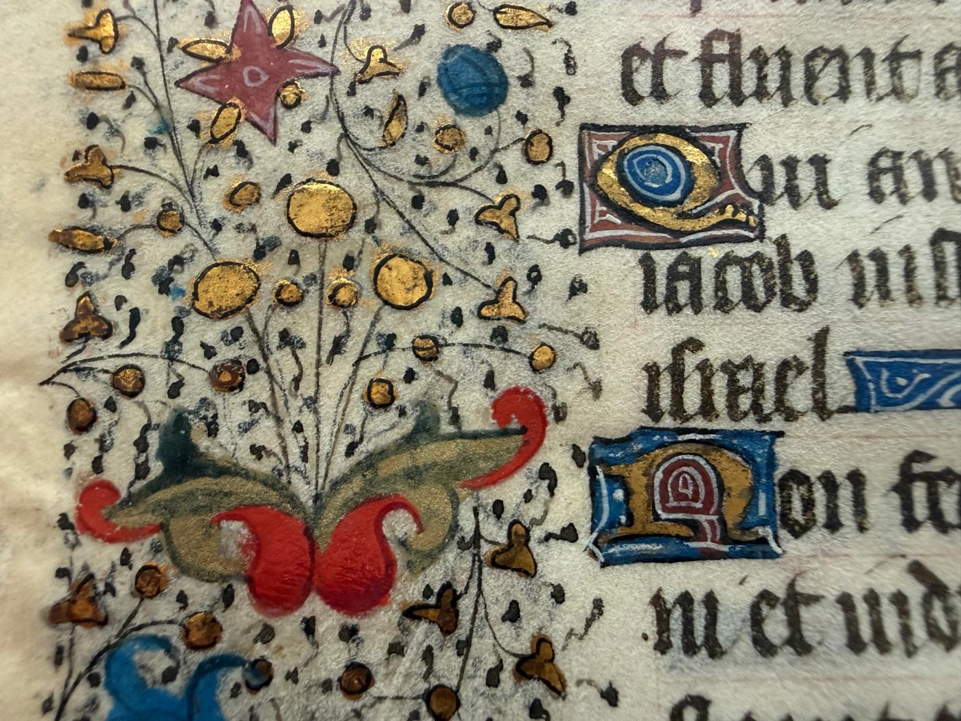 Illuminated Manuscript Leaf, Book of Hours, Vespers Psalm & Ave Maris Stella