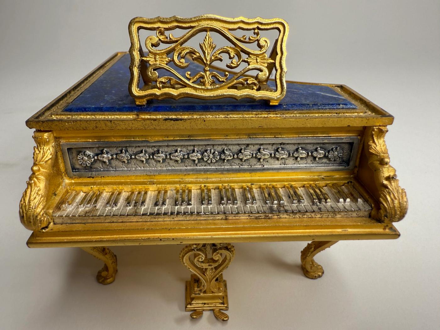 Silver, Gilt & Lapis Lazuli Piano-Form Box