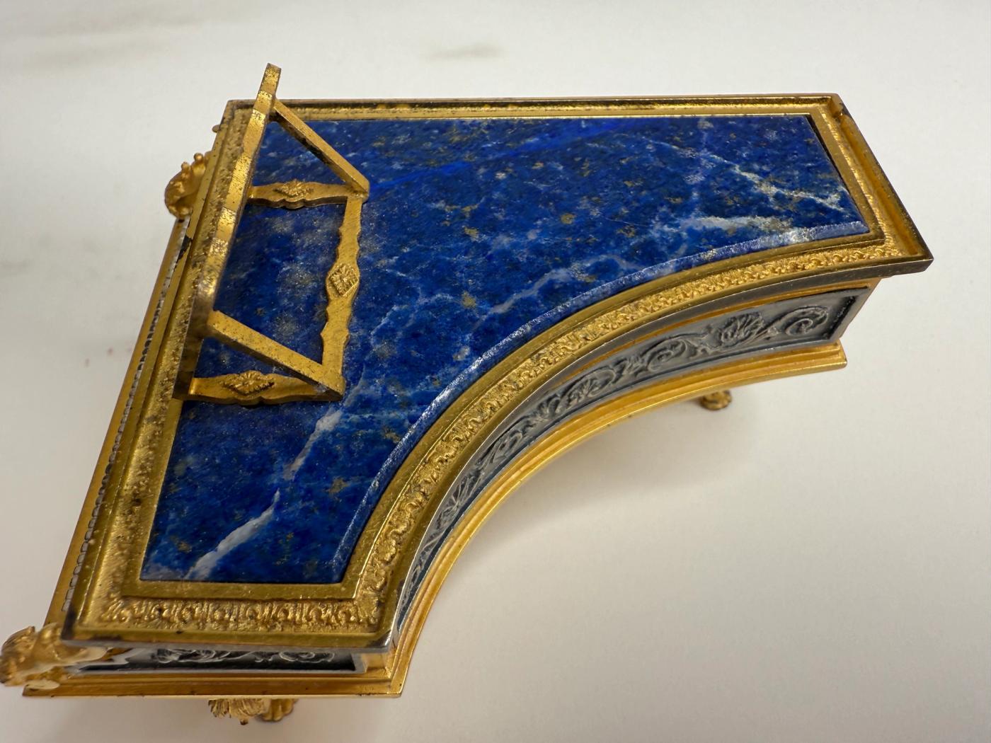 Silver, Gilt & Lapis Lazuli Piano-Form Box