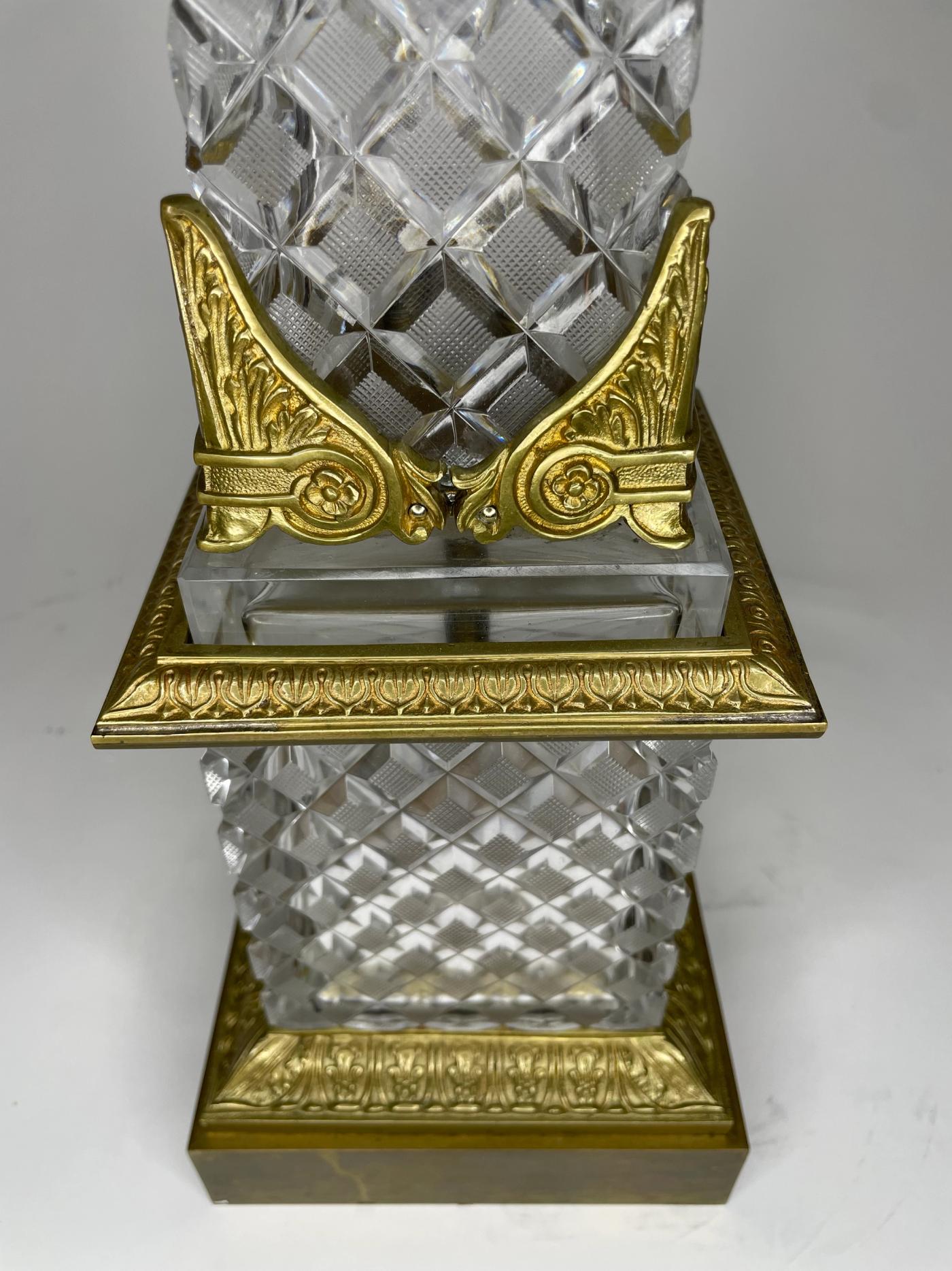 Baccarat Cut Crystal and Gilt-Bronze Obelisk
