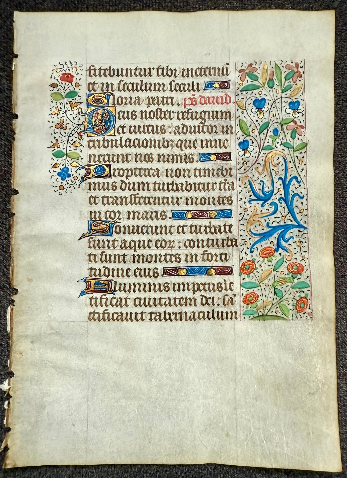 Illuminated Manuscript Leaf, Book of Hours, Psalm 44: God is our refuge and strength