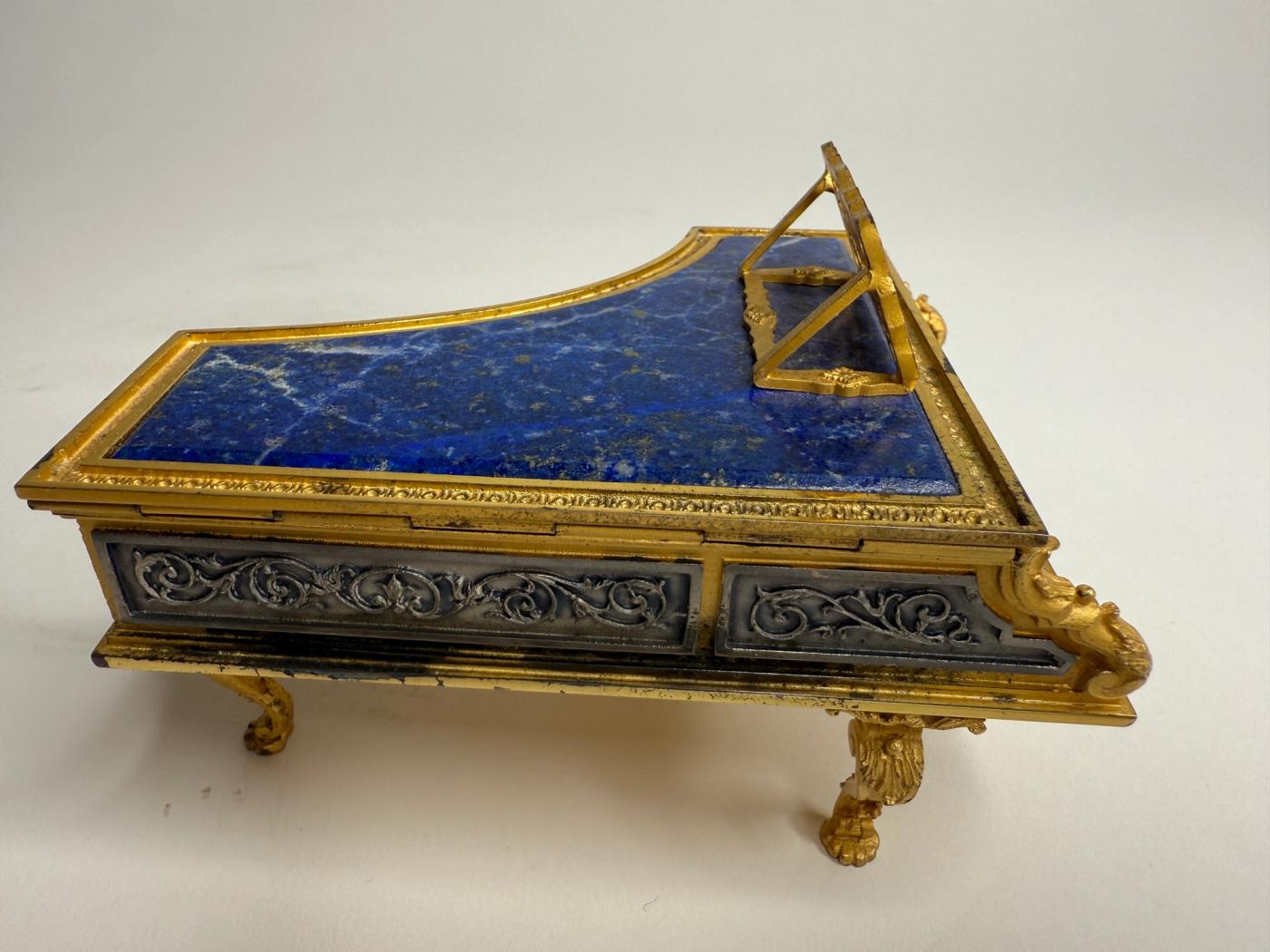 Silver, Gilt & Lapis Lazuli Piano-Form Box