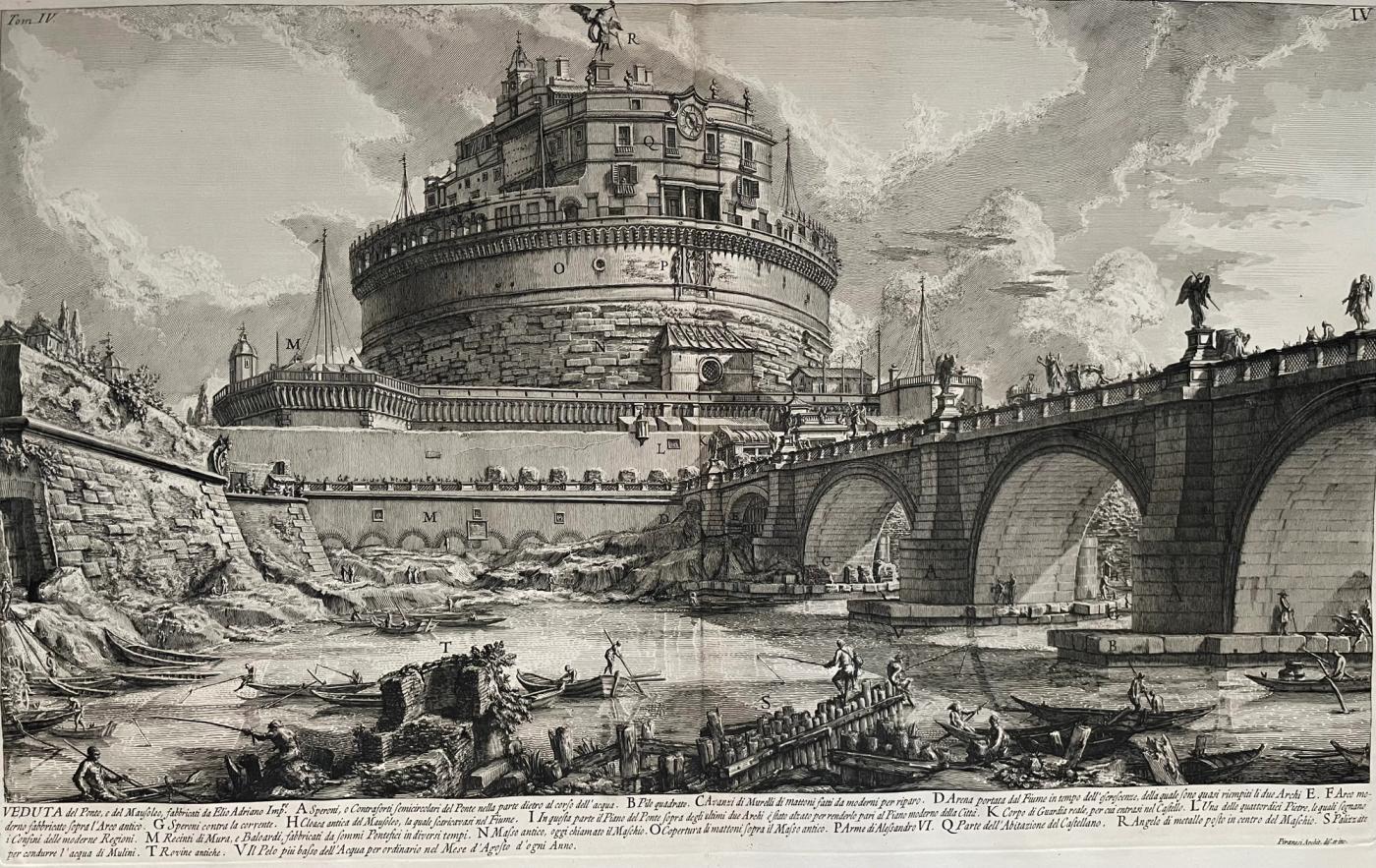 Veduta del ponte, e del Mausoleo, fabbricati da Elio Adriano Imp.