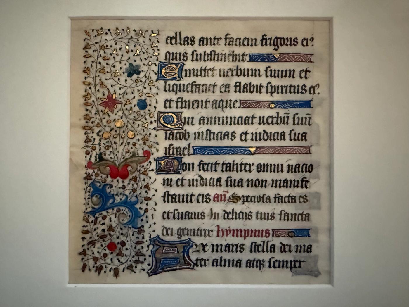 Illuminated Manuscript Leaf, Book of Hours, Vespers Psalm & Ave Maris Stella