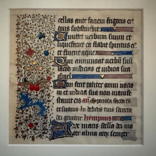Illuminated Manuscript Leaf, Book of Hours, Vespers Psalm & Ave Maris Stella, view 2