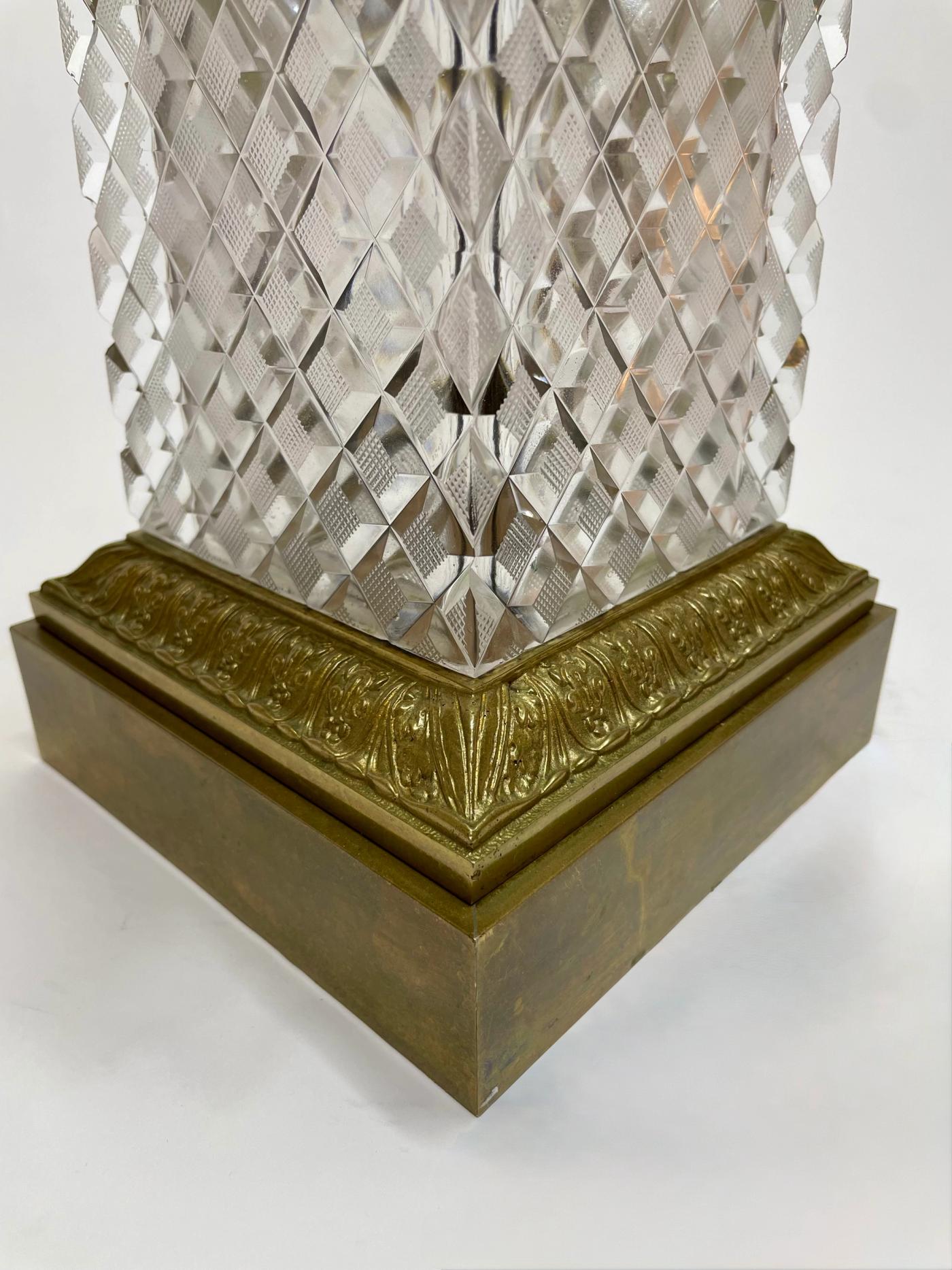 Baccarat Cut Crystal and Gilt-Bronze Obelisk