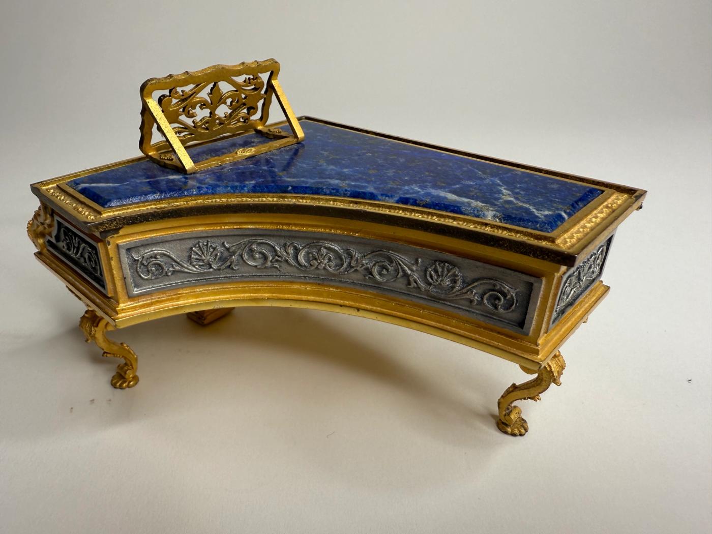 Silver, Gilt & Lapis Lazuli Piano-Form Box