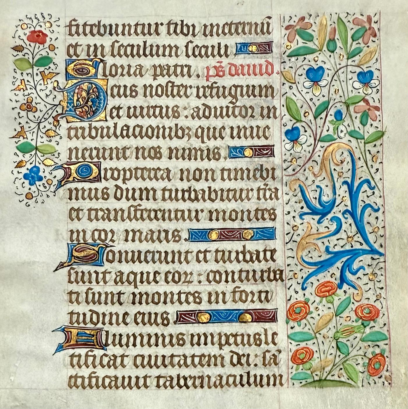 Illuminated Manuscript Leaf, Book of Hours, Psalm 44: God is our refuge and strength