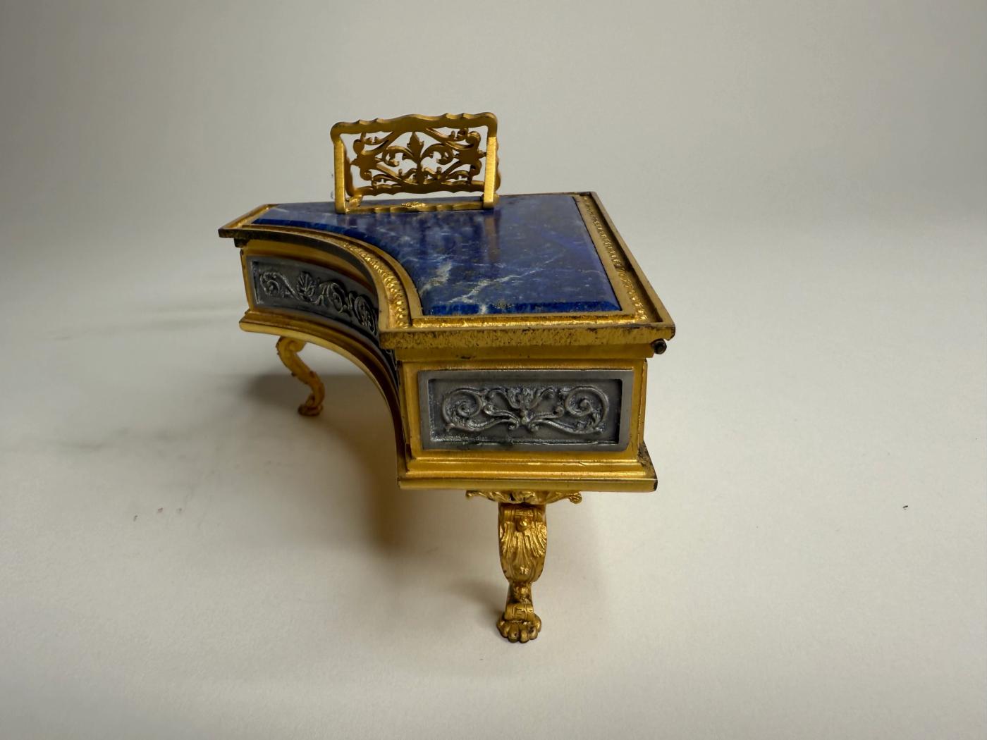Silver, Gilt & Lapis Lazuli Piano-Form Box