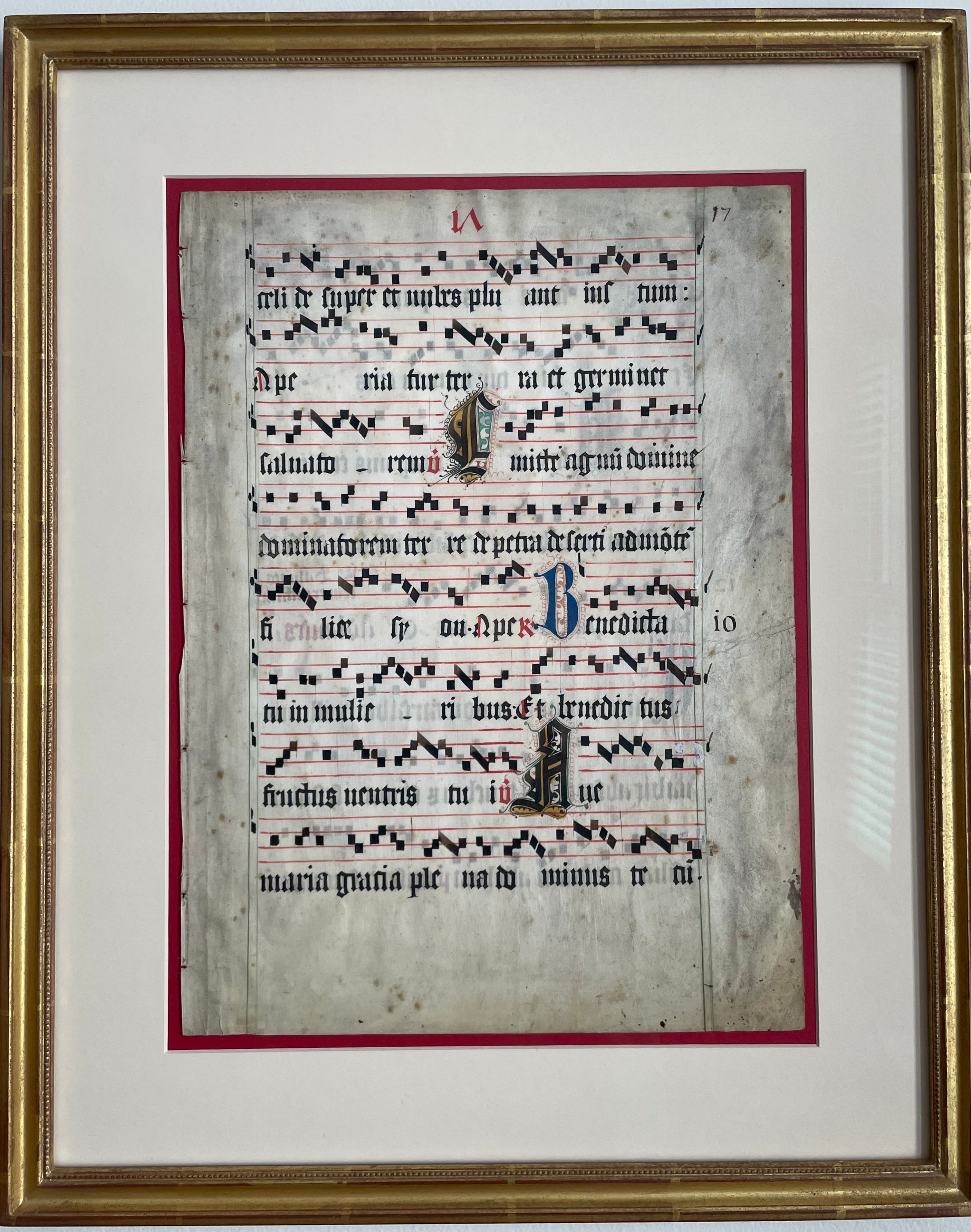Illuminated Manuscript Leaf from a Large Gradual, Ave Maria, view 3