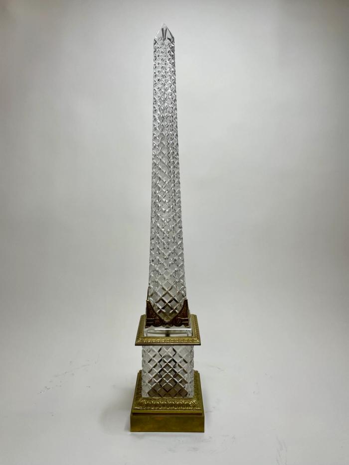 Baccarat Cut Crystal and Gilt-Bronze Obelisk
