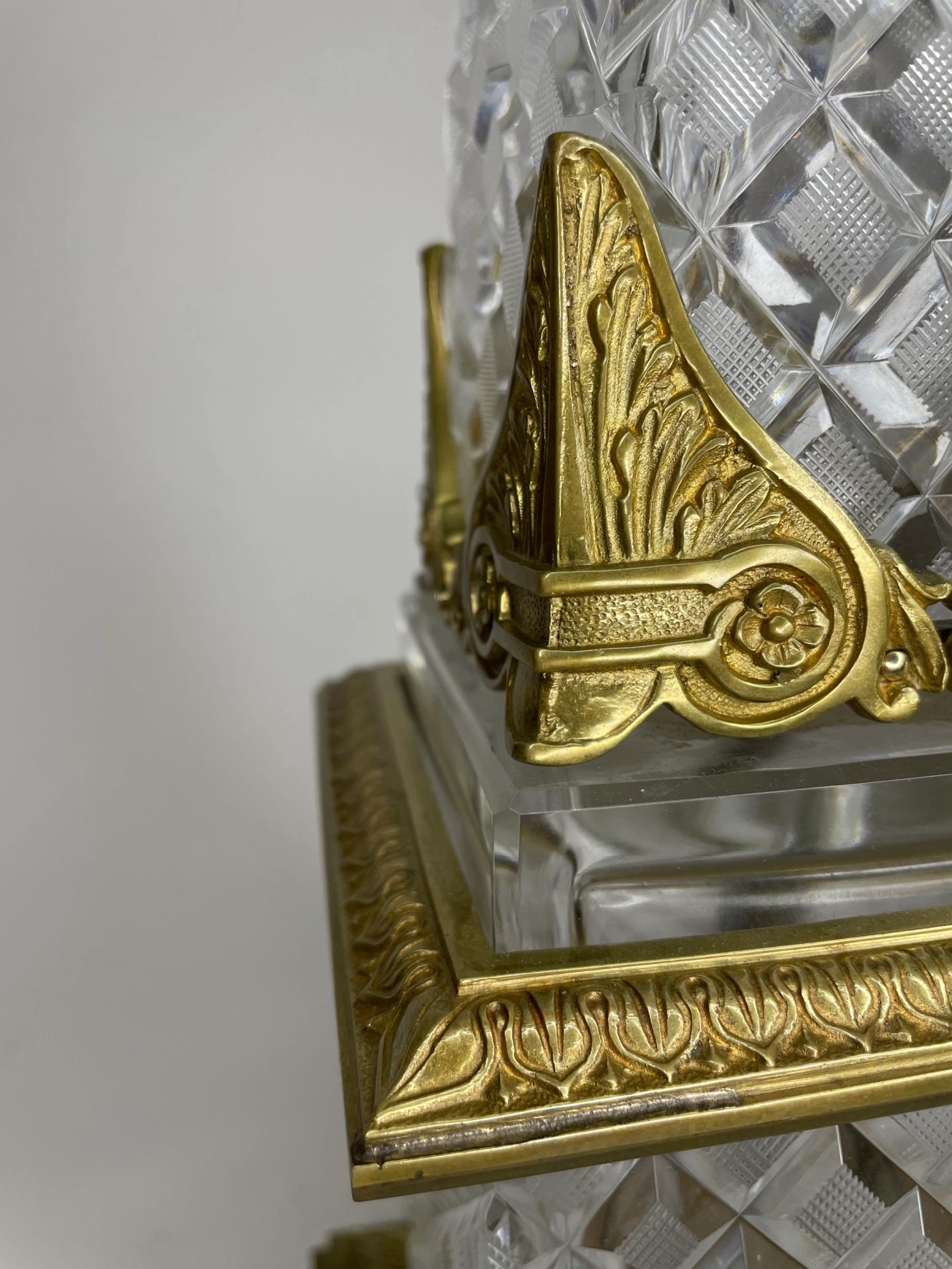Baccarat Cut Crystal and Gilt-Bronze Obelisk