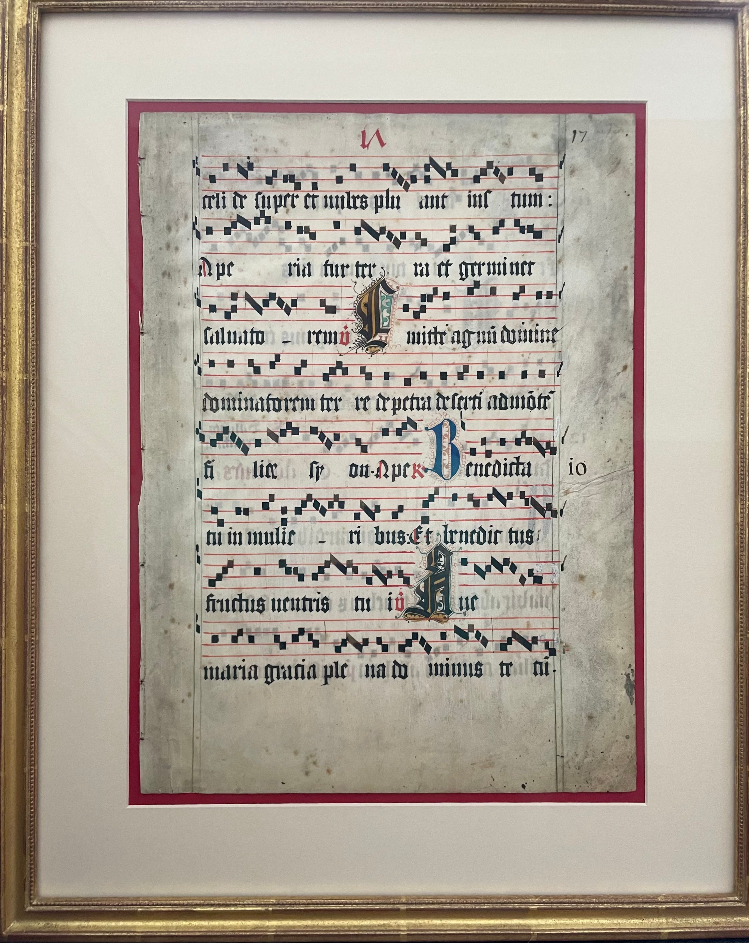 Illuminated Manuscript Leaf from a Large Gradual, Ave Maria, view 2