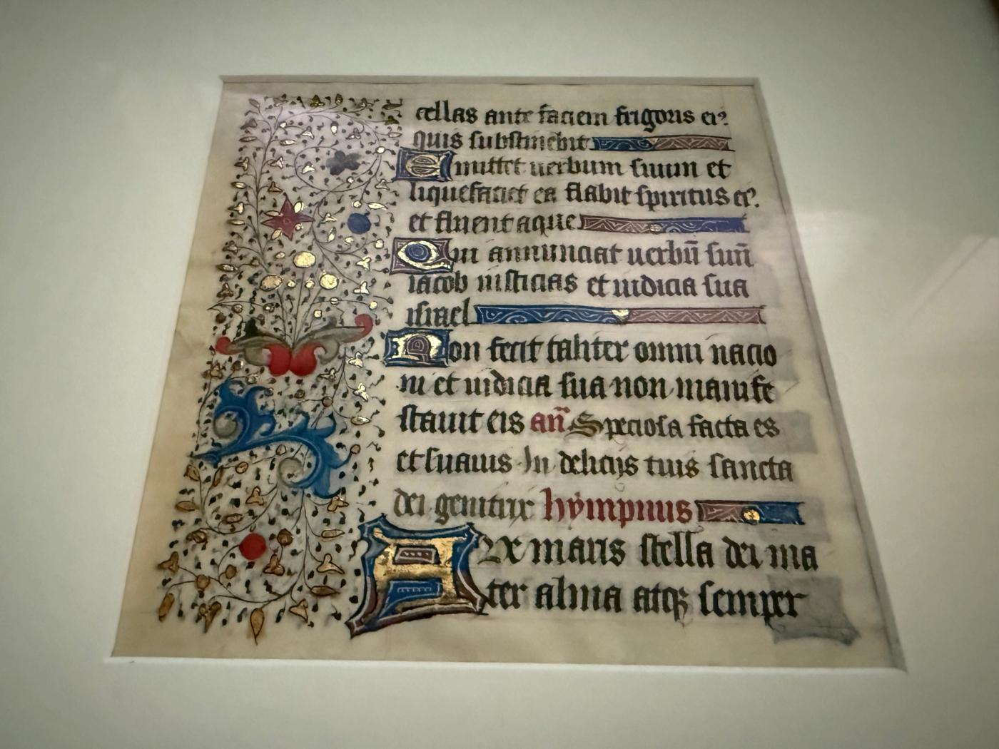 Illuminated Manuscript Leaf, Book of Hours, Vespers Psalm & Ave Maris Stella