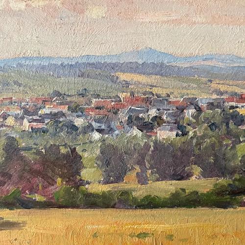Pastoral Landscape with Village and Mountains, view 3