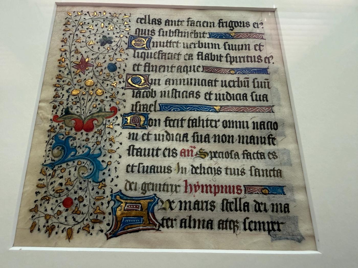 Illuminated Manuscript Leaf, Book of Hours, Vespers Psalm & Ave Maris Stella