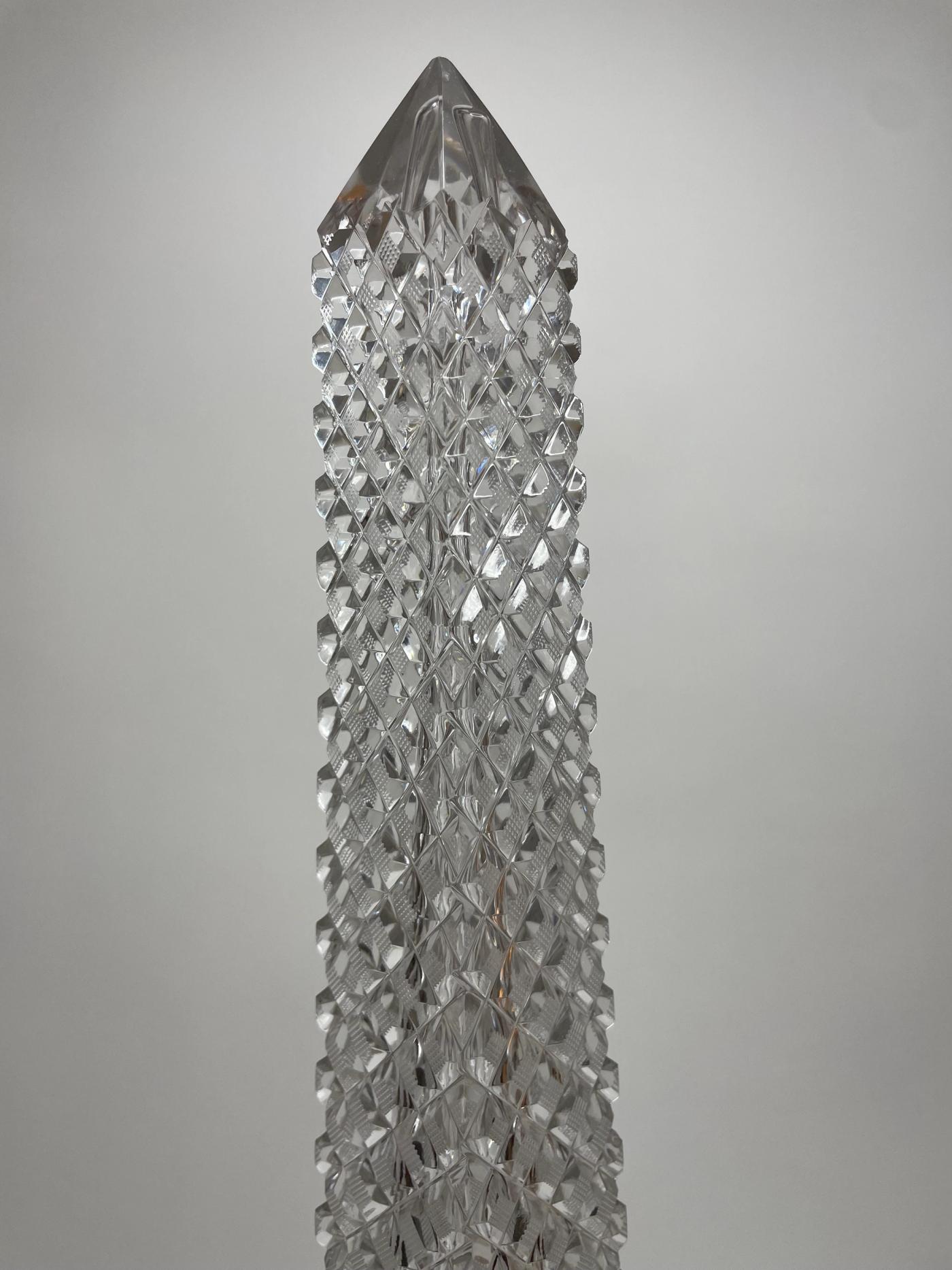 Baccarat Cut Crystal and Gilt-Bronze Obelisk