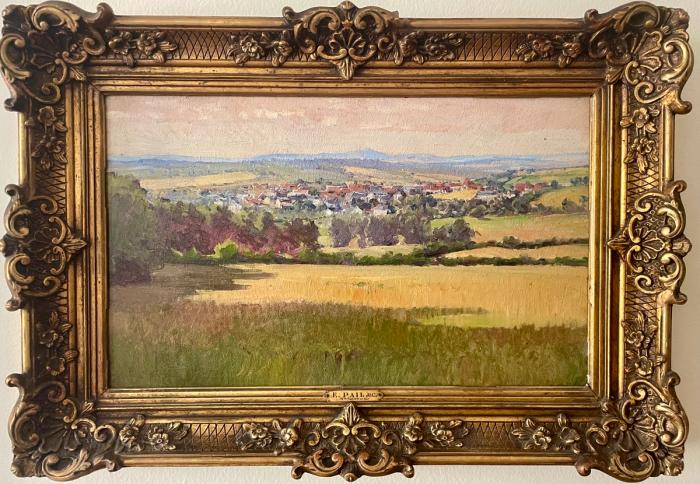 Pastoral Landscape with Village and Mountains