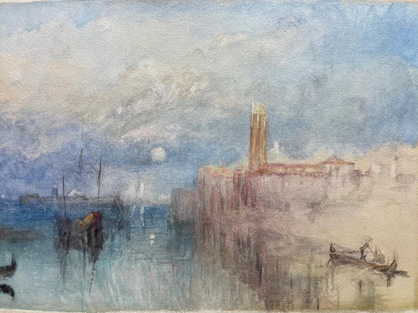Venice by Moonlight with Boats off a Campanile