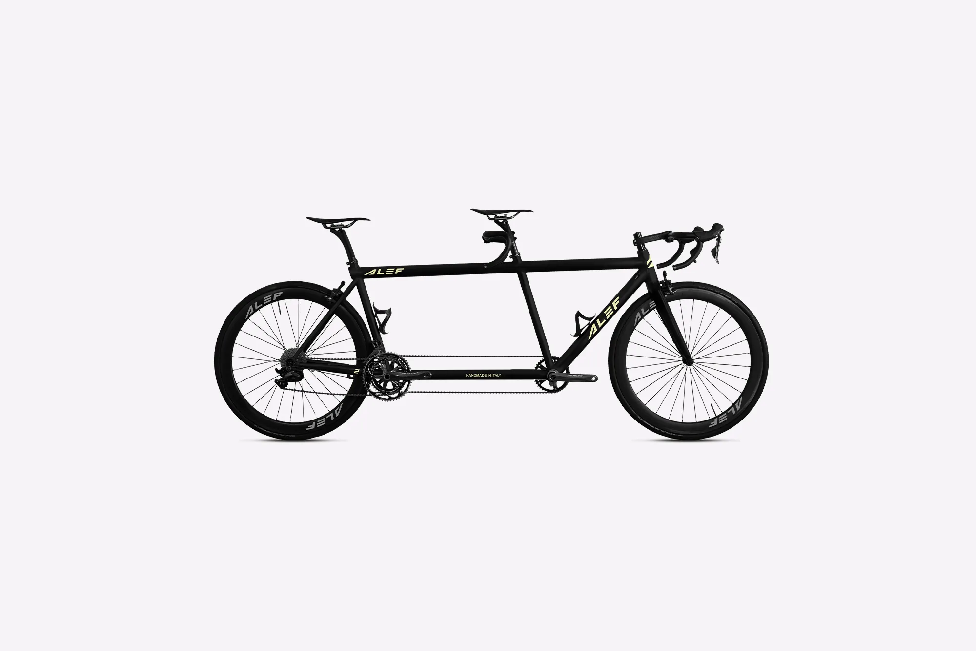 Black colored race tandem with yellow logos - 3D render