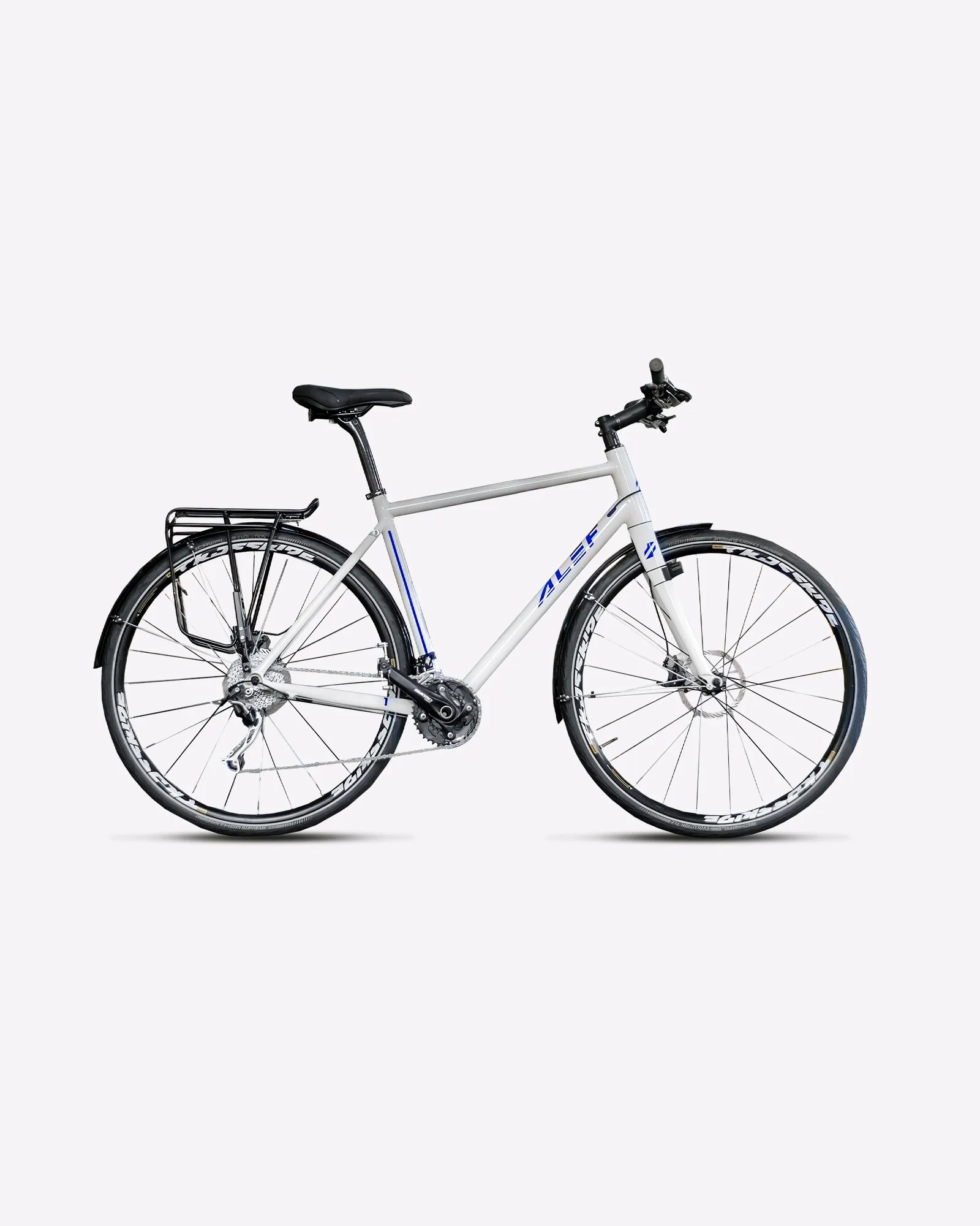 White gravel bike with blue details - 3D render