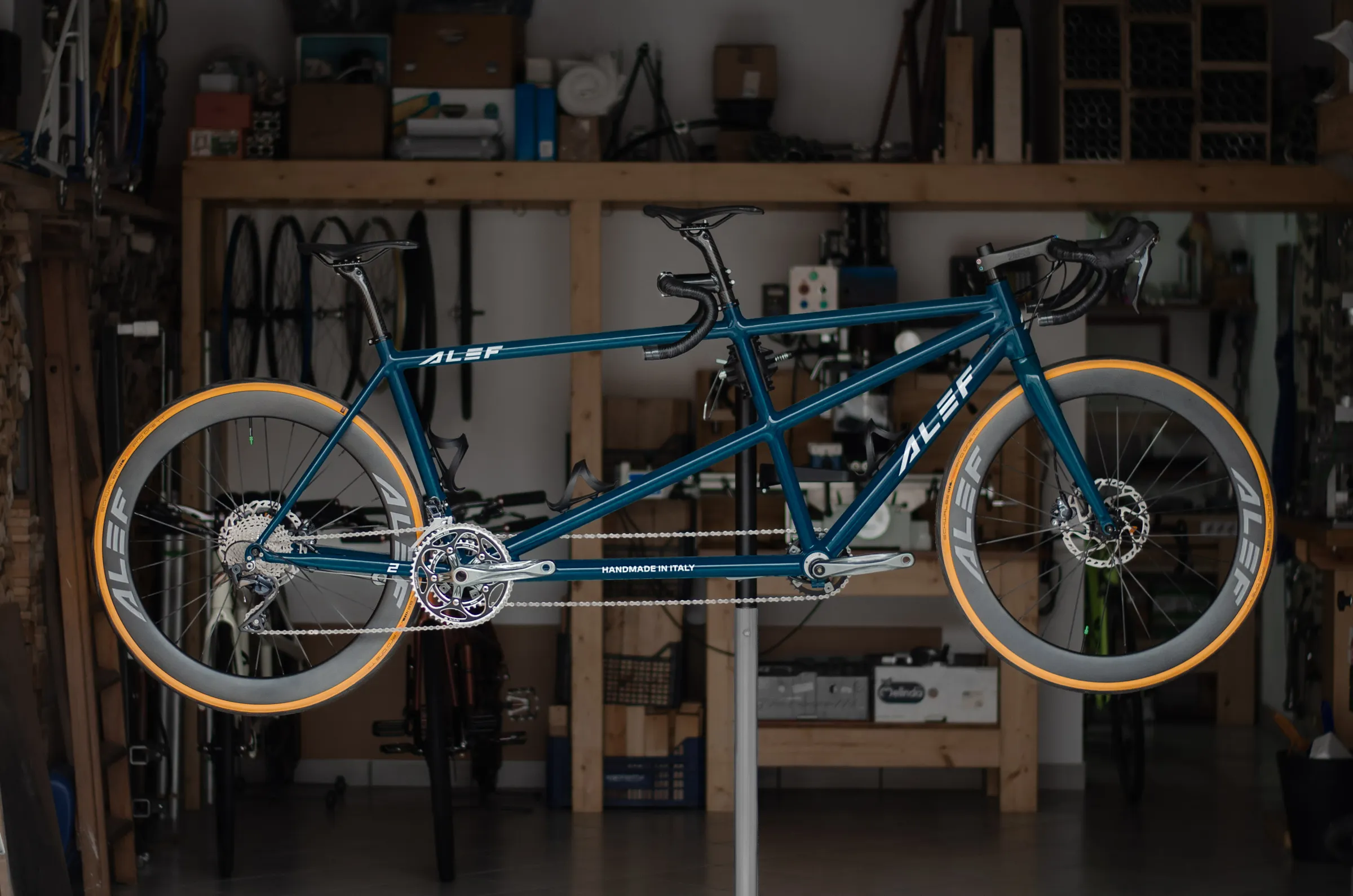 Classic tandem in garage