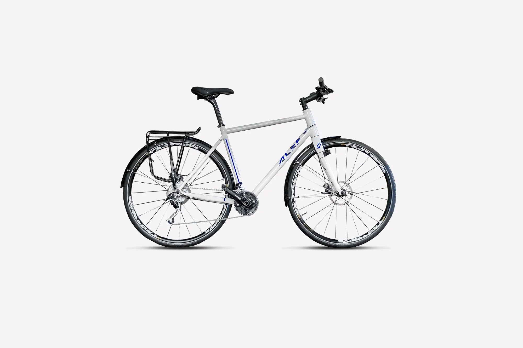 White gravel bike with blue details - 3D render