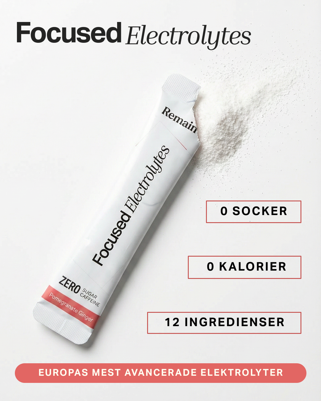 Hand som håller en Remain Focused Electrolytes-stick