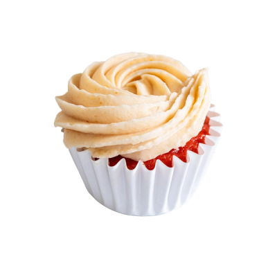 Guava cupcake with pink frosting