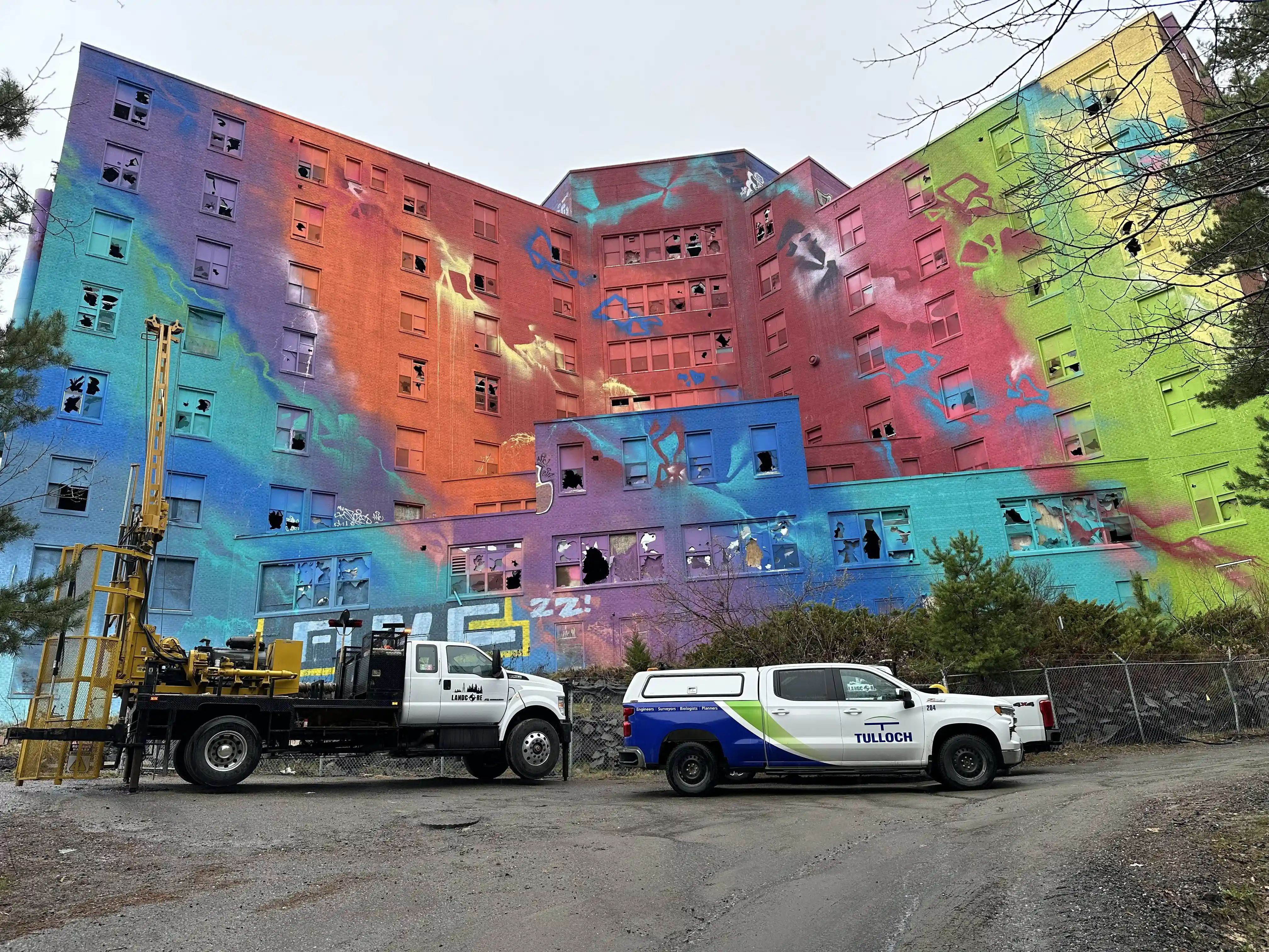 Environmental vehicle at General Hospital development and surrounding site.