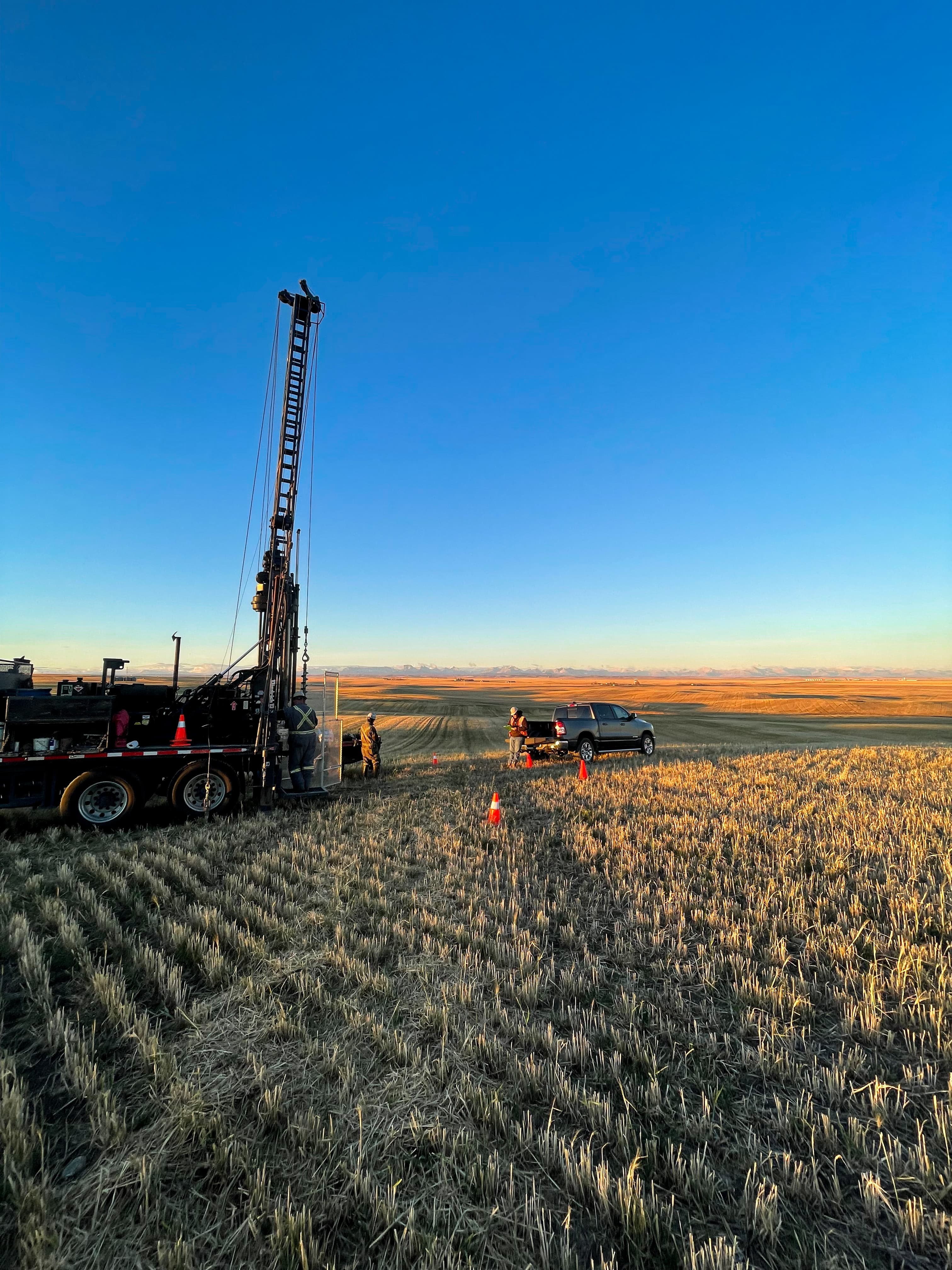 Drilling equipment operating at the Big Sky Solar project.