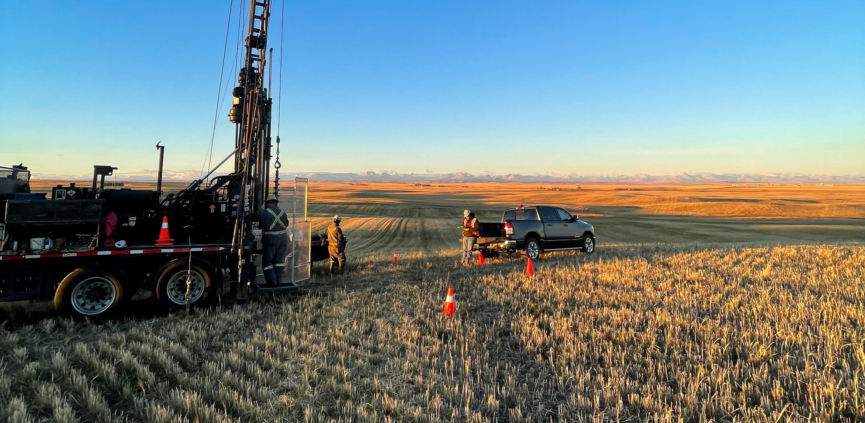 Drilling equipment operating at the Big Sky Solar project.