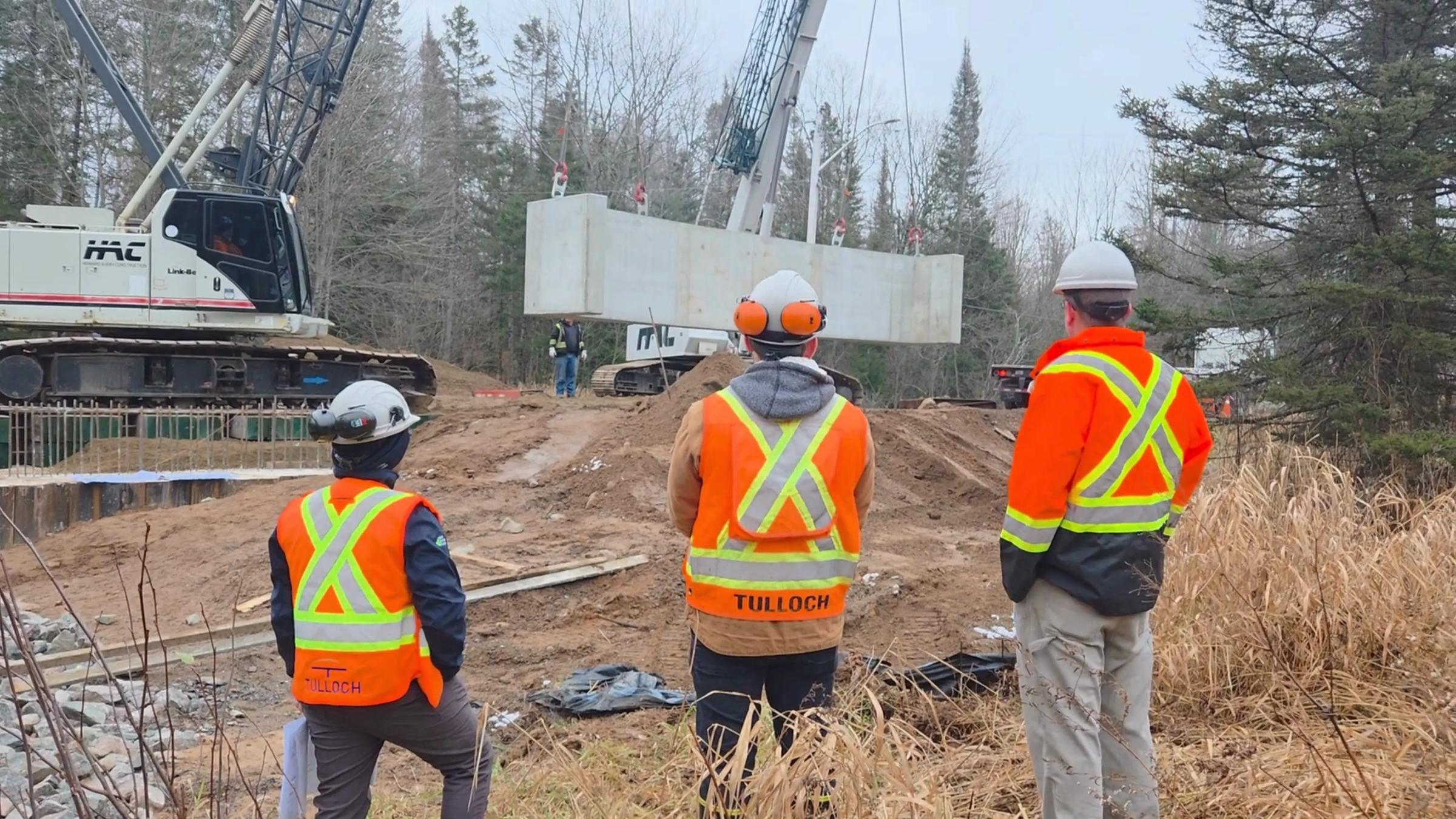 TULLOCH field team reviewing site conditions at the Gagnon Road project.