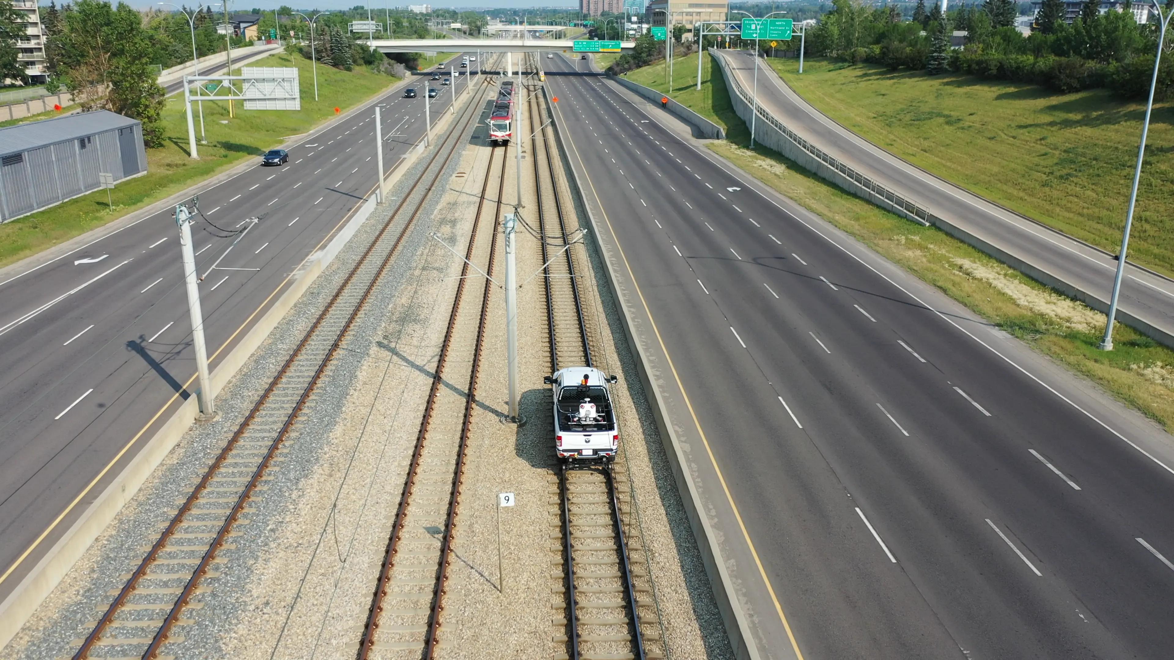 TULLOCH mobile mapping vehicle collecting data along a rail corridor.