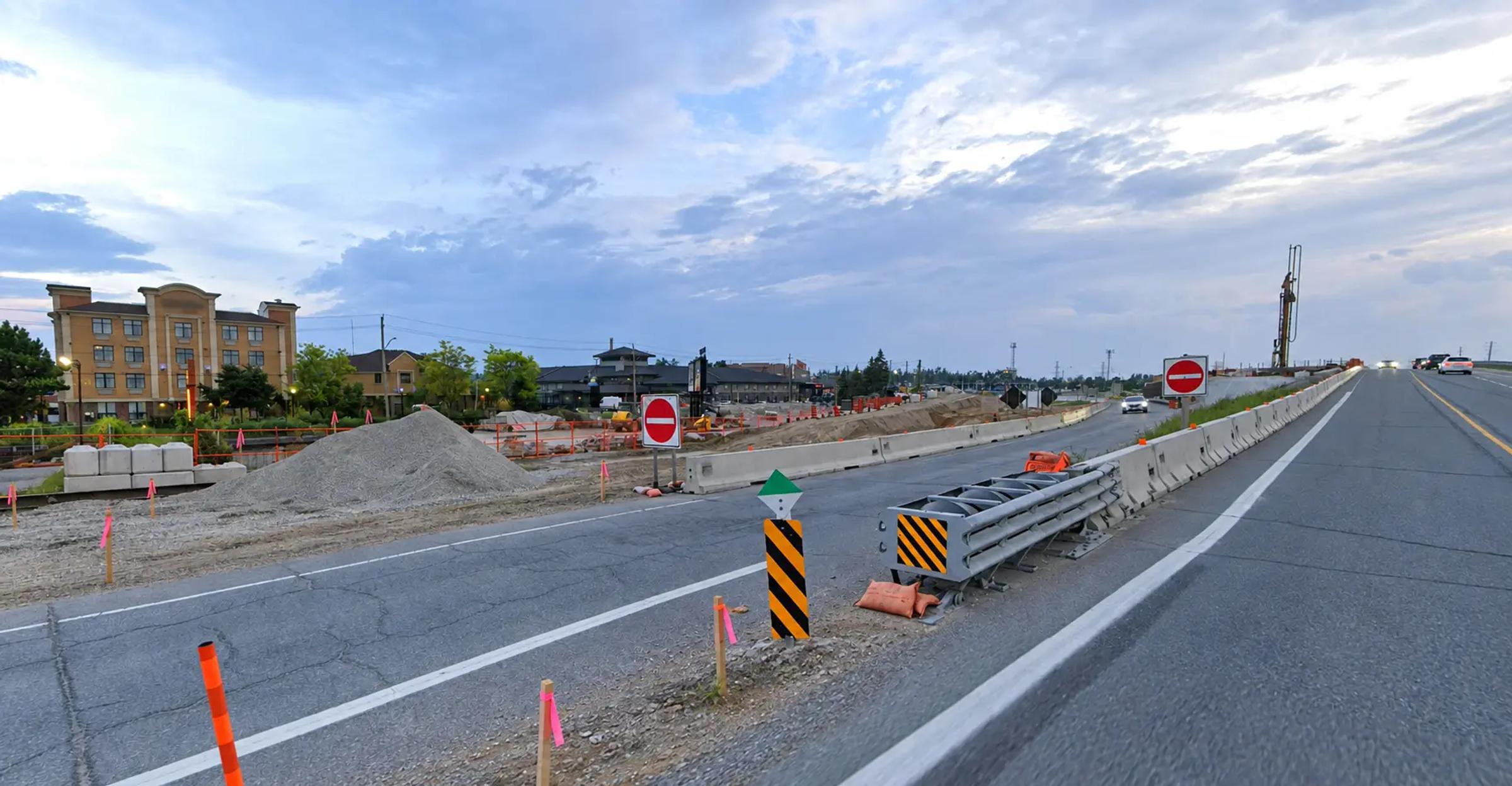 Highway 400 and Dunlop Street interchange reconstruction in Barrie, Ontario.