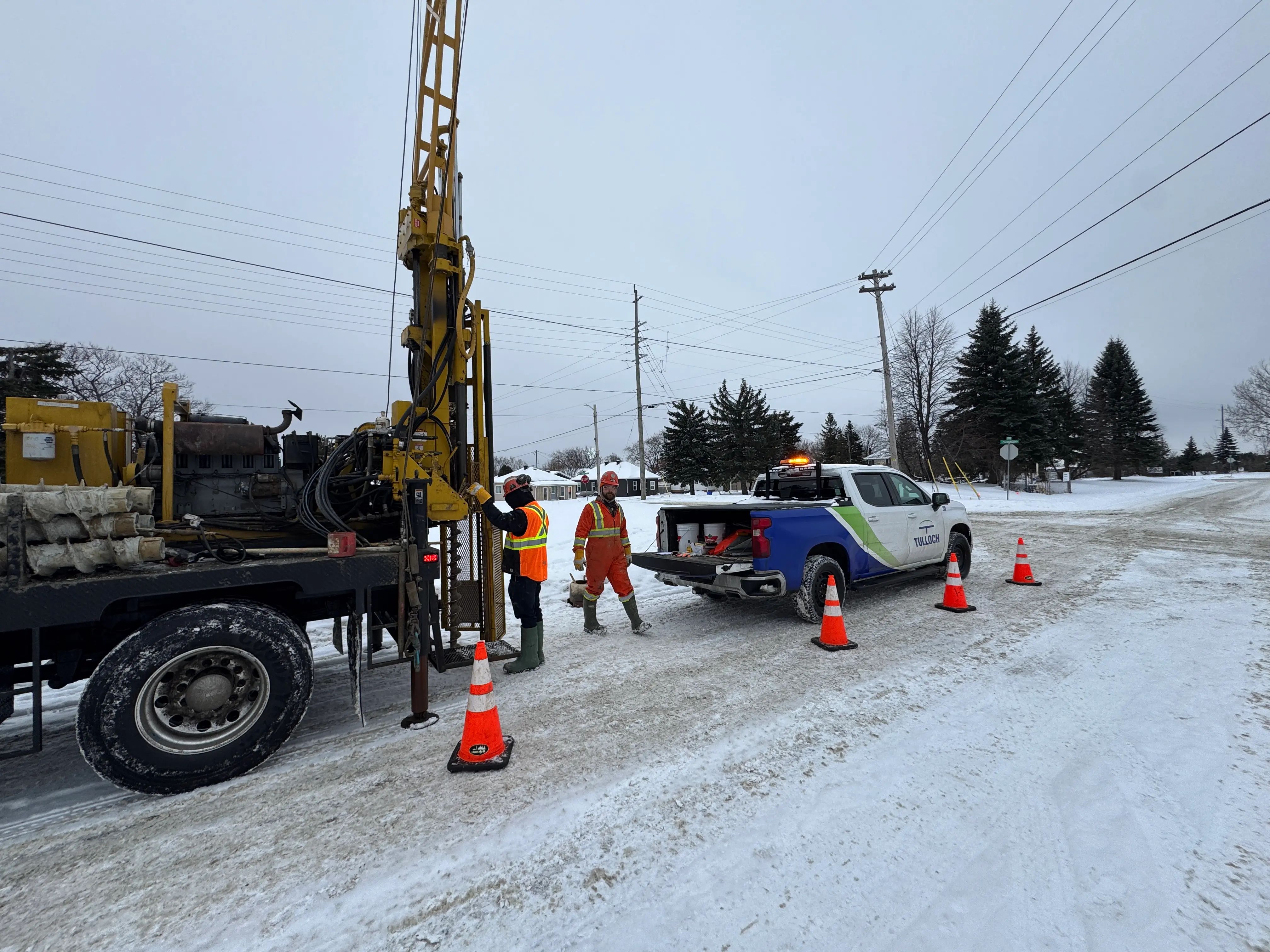TULLOCH crew completing geotechnical drilling during winter conditions.
