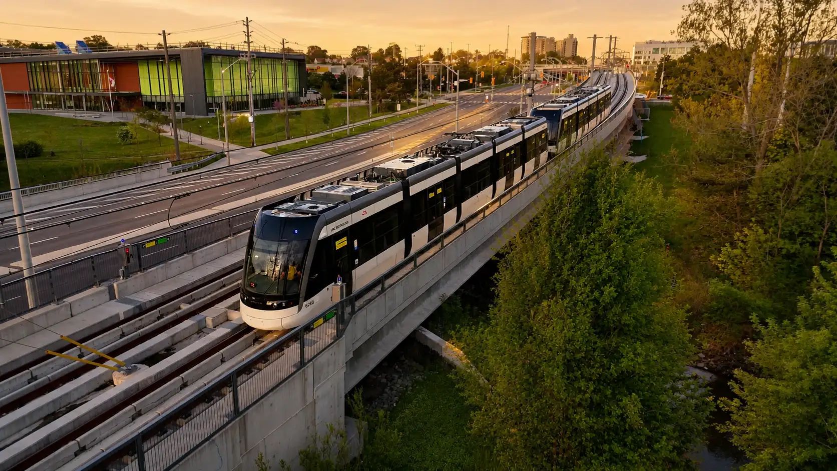 Light rail transit vehicle on the Eglinton Crosstown corridor.
