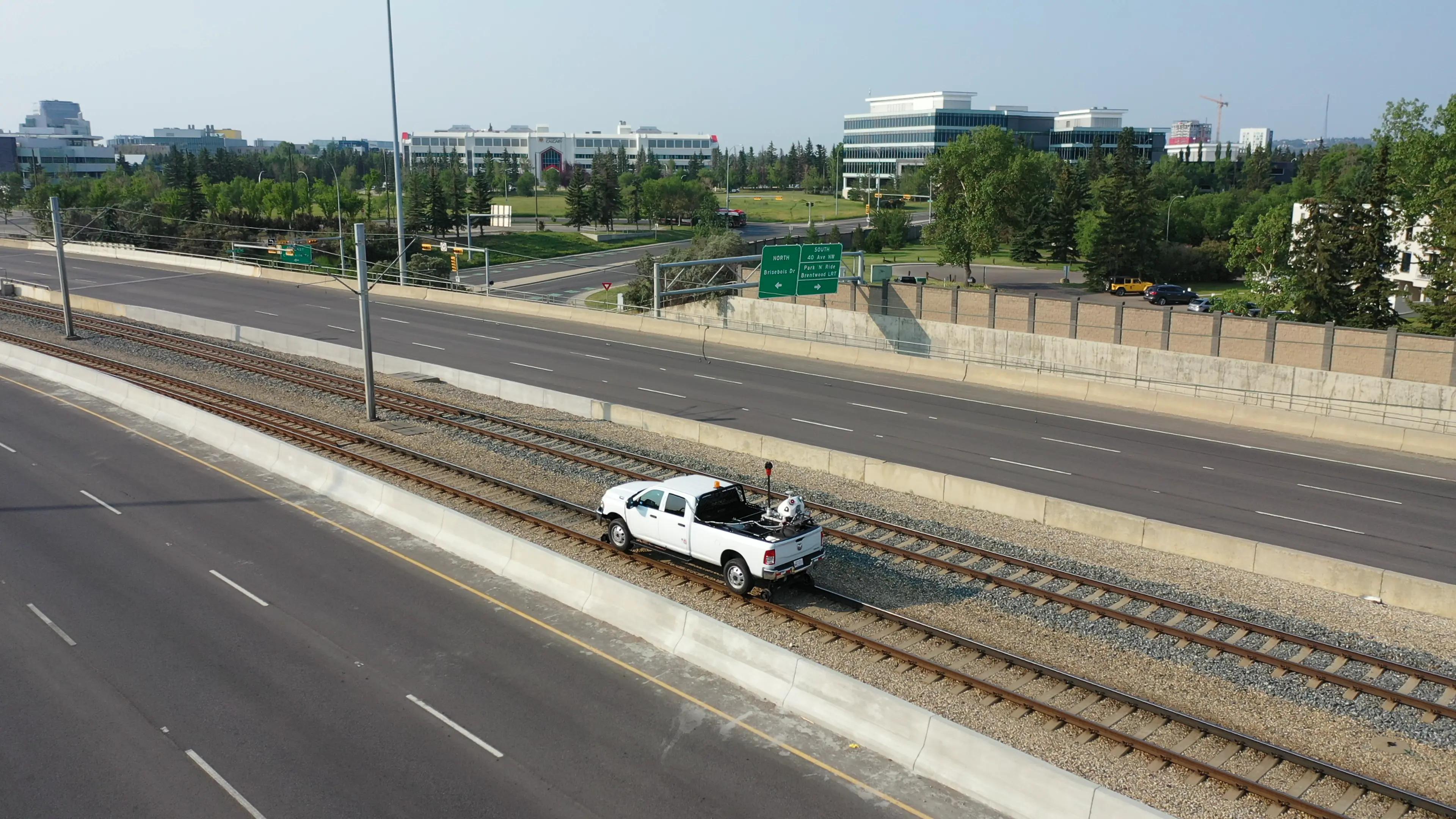 TULLOCH mobile mapping truck collecting data along a rail corridor.