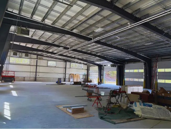 Inside the Algonquin Highlands Public Works Garage during construction.