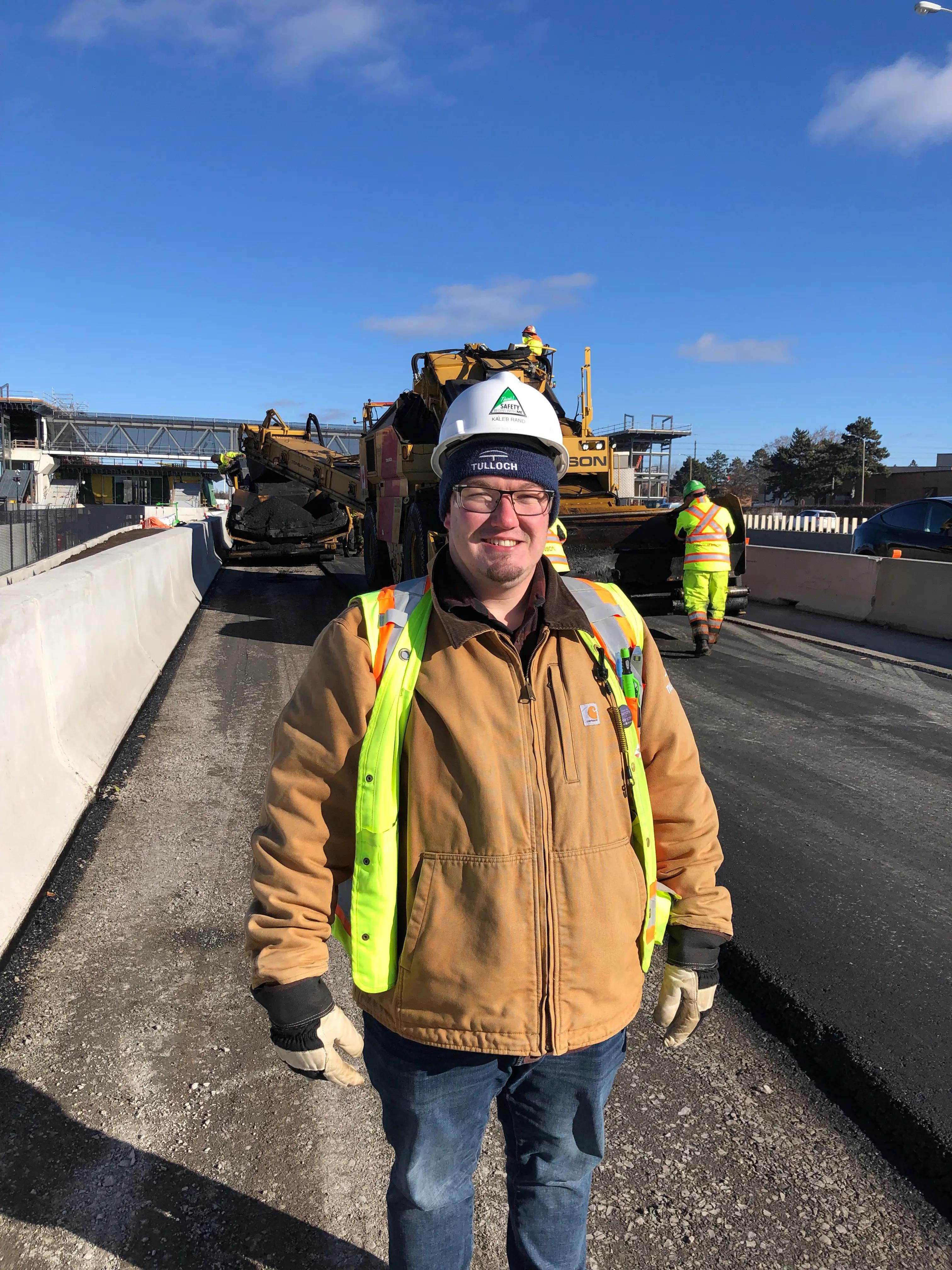 Technician doing inspections near the Ottawa LRT Stage 2 corridor.