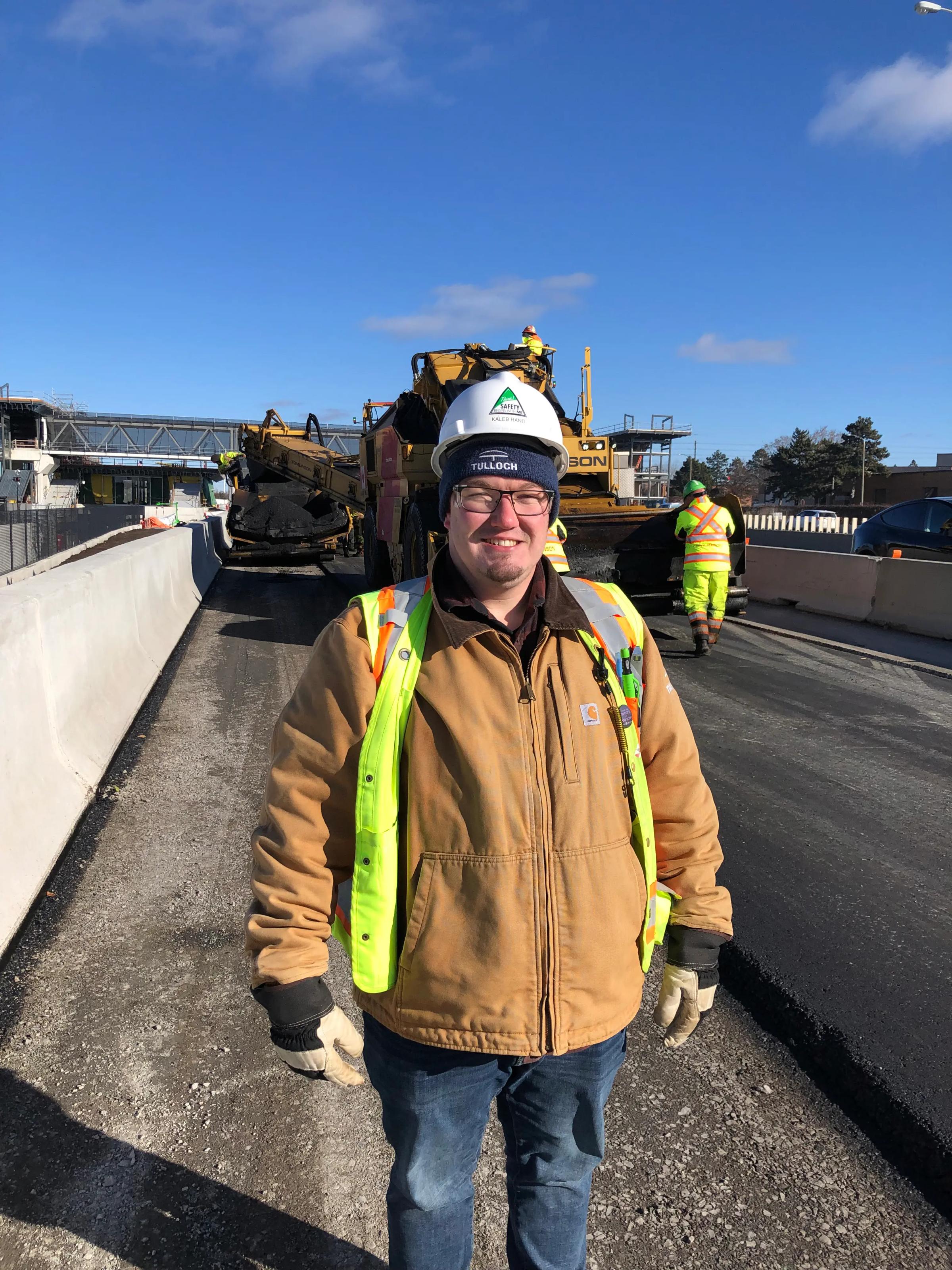Technician doing inspections near the Ottawa LRT Stage 2 corridor.