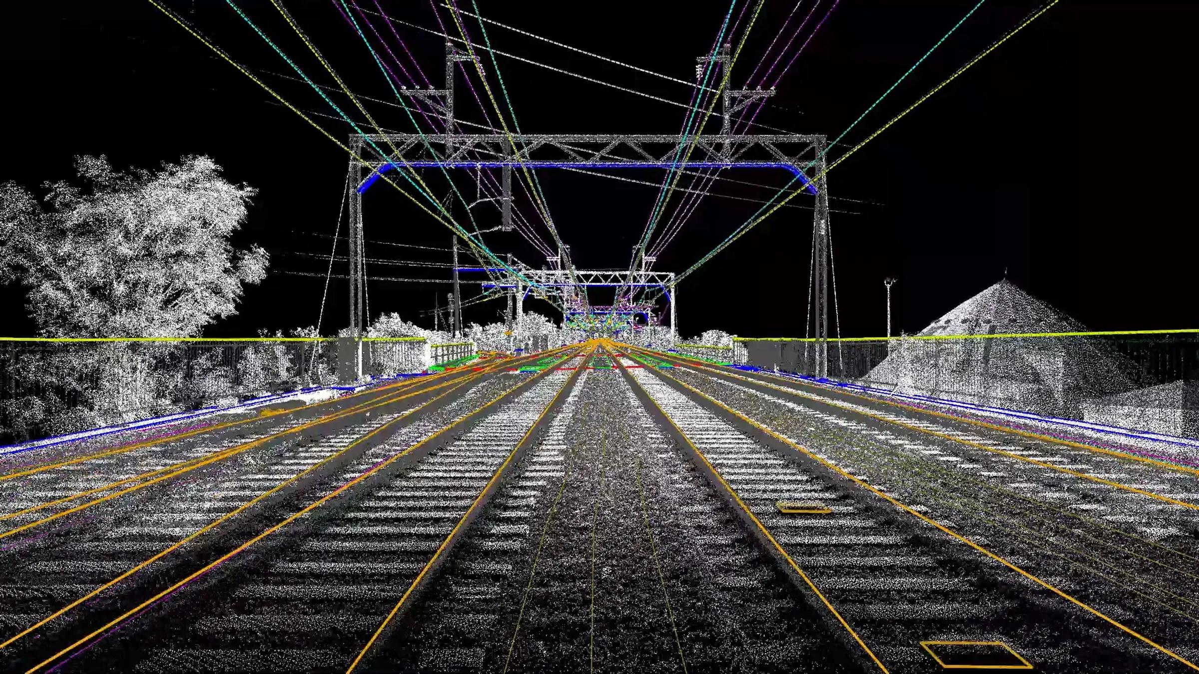 Mobile LiDAR scan on SEPTA rail infrastructure to inform design in Philadelphia.