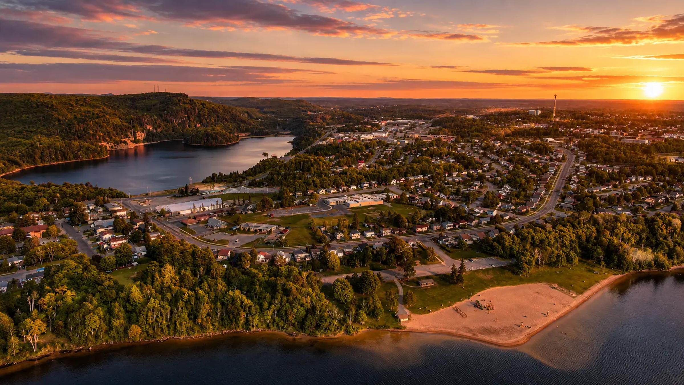 Aerial view of Elliot Lake, Ontario.