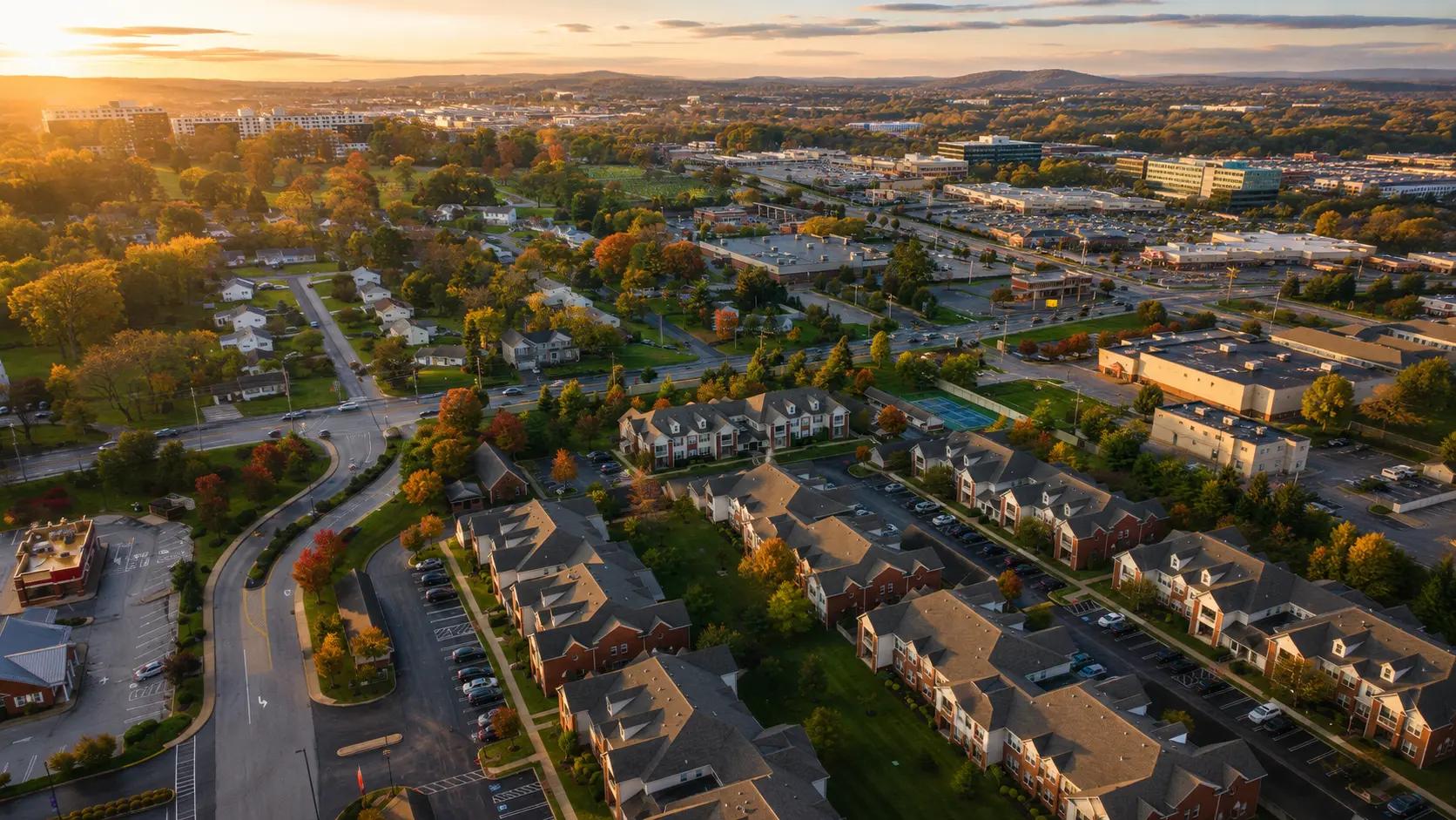 Aerial view of King of Prussia, Pennsylvania.