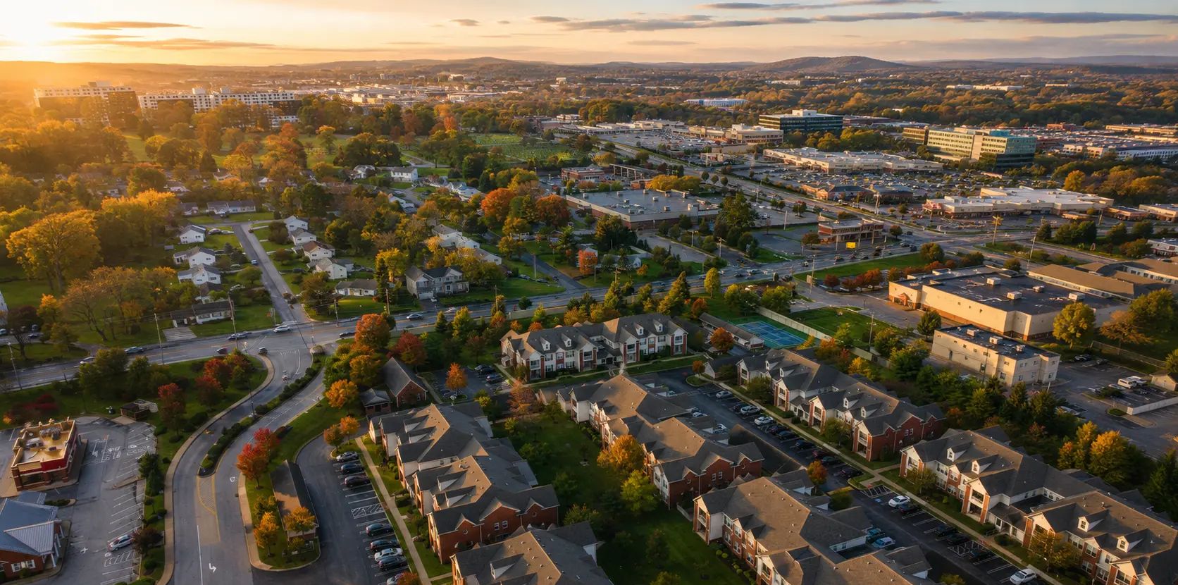 Aerial view of King of Prussia, Pennsylvania.