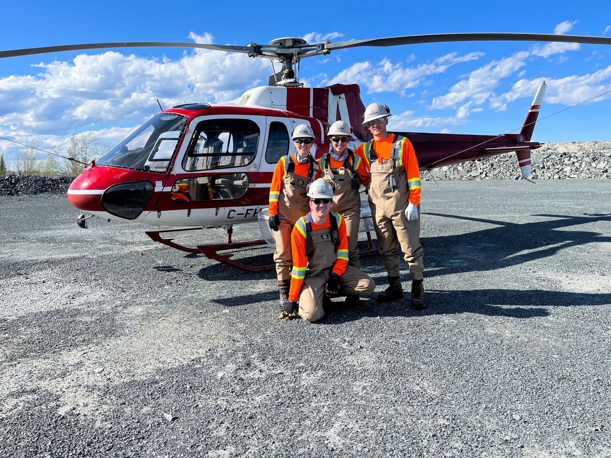 Environmental team after landing at mine site.